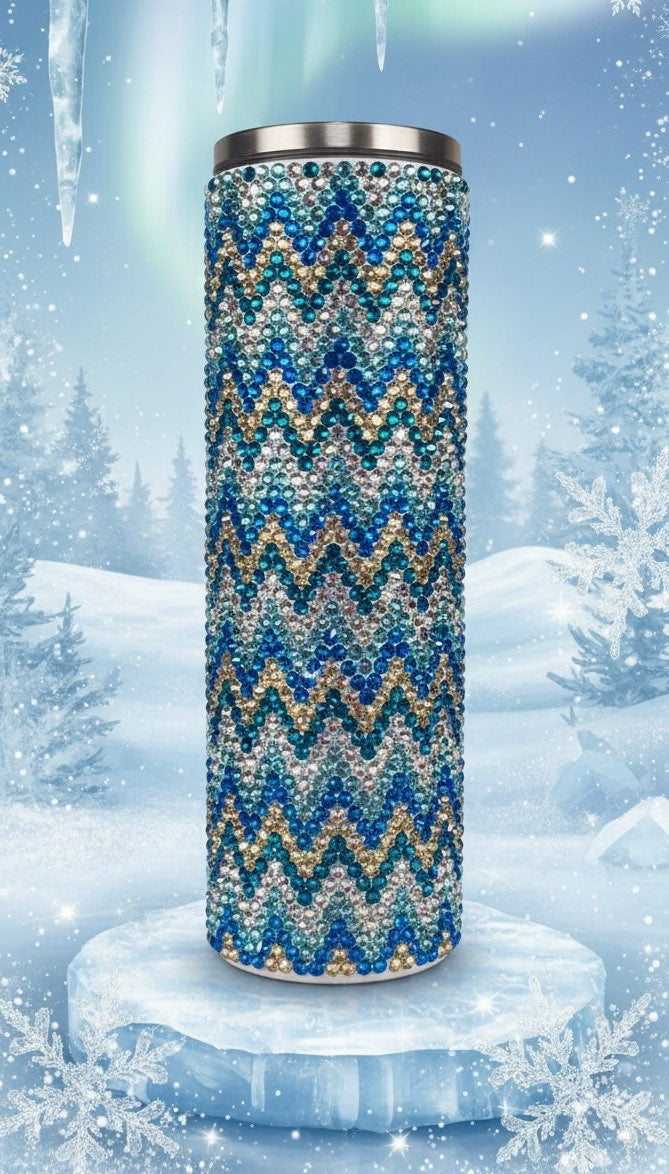 30oz Zig Zag Pattern Glass Rhinestone Tumbler