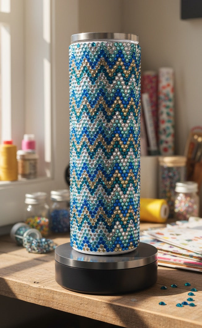 30oz Zig Zag Pattern Glass Rhinestone Tumbler