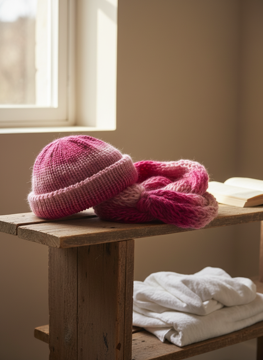 Reversible Beanie or Hat with Infinity Scarf Set