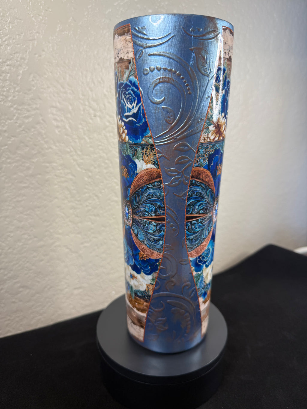 30oz  Blue Leather tapered Tumbler