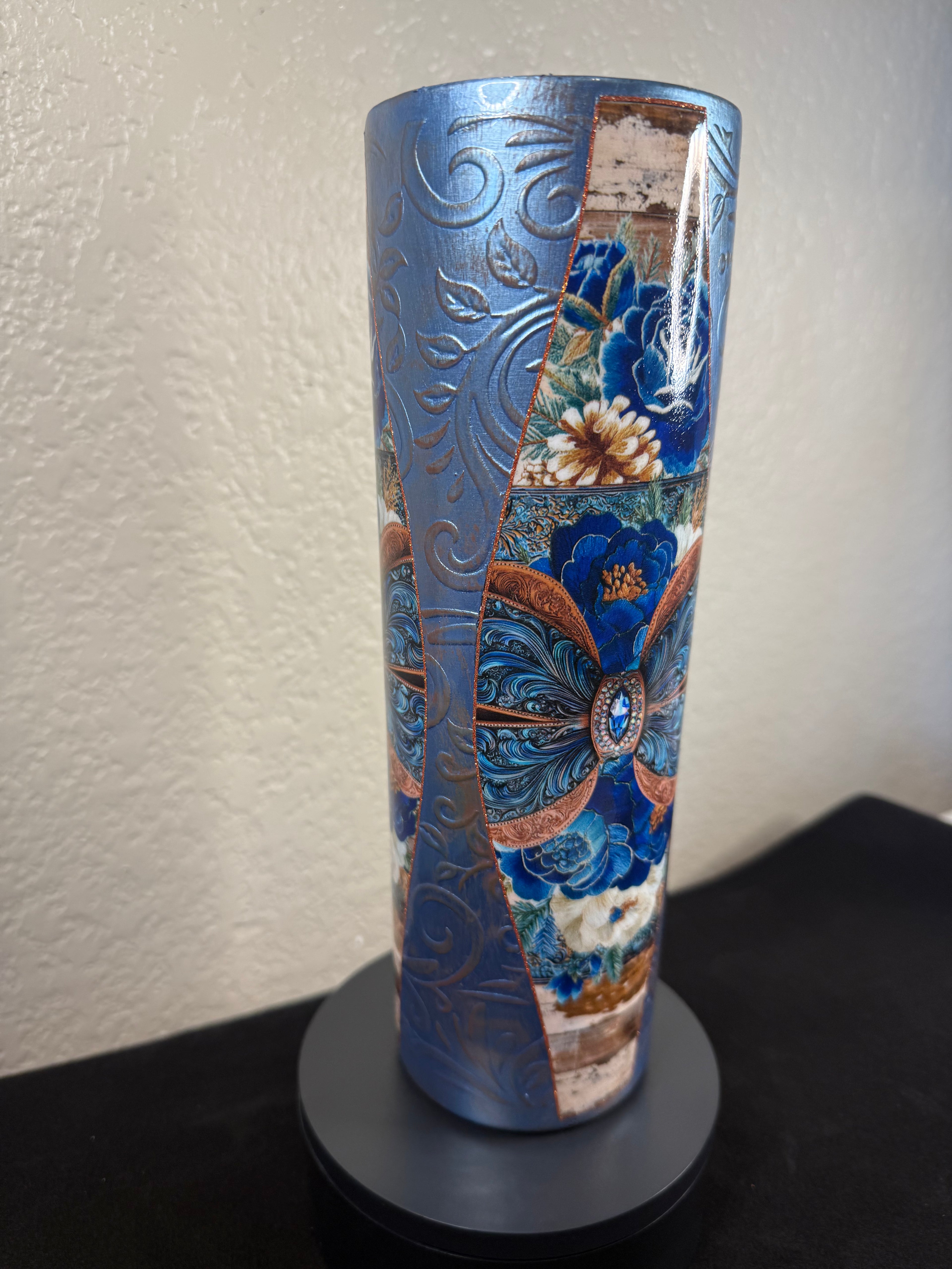 30oz  Blue Leather tapered Tumbler
