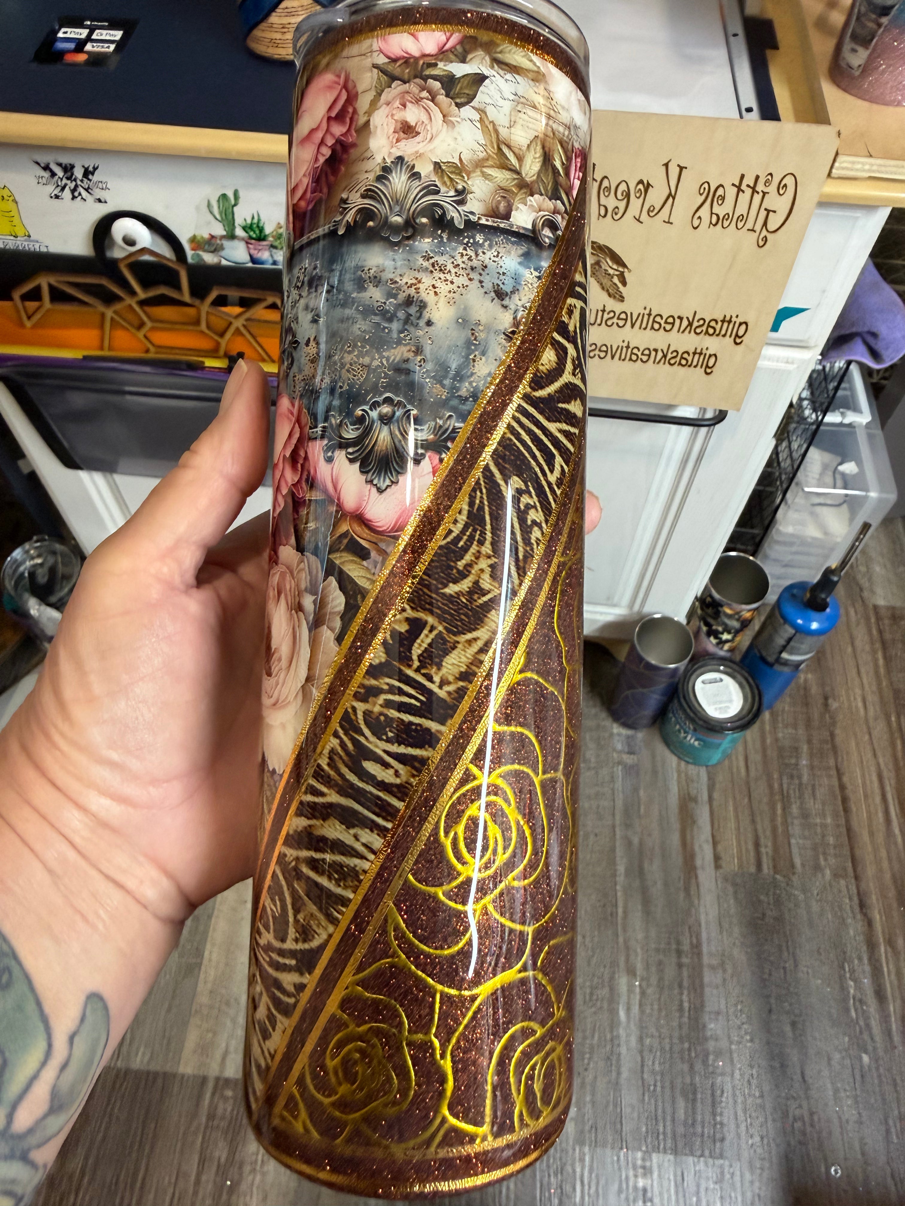 TS 35oz gold roses Tumbler