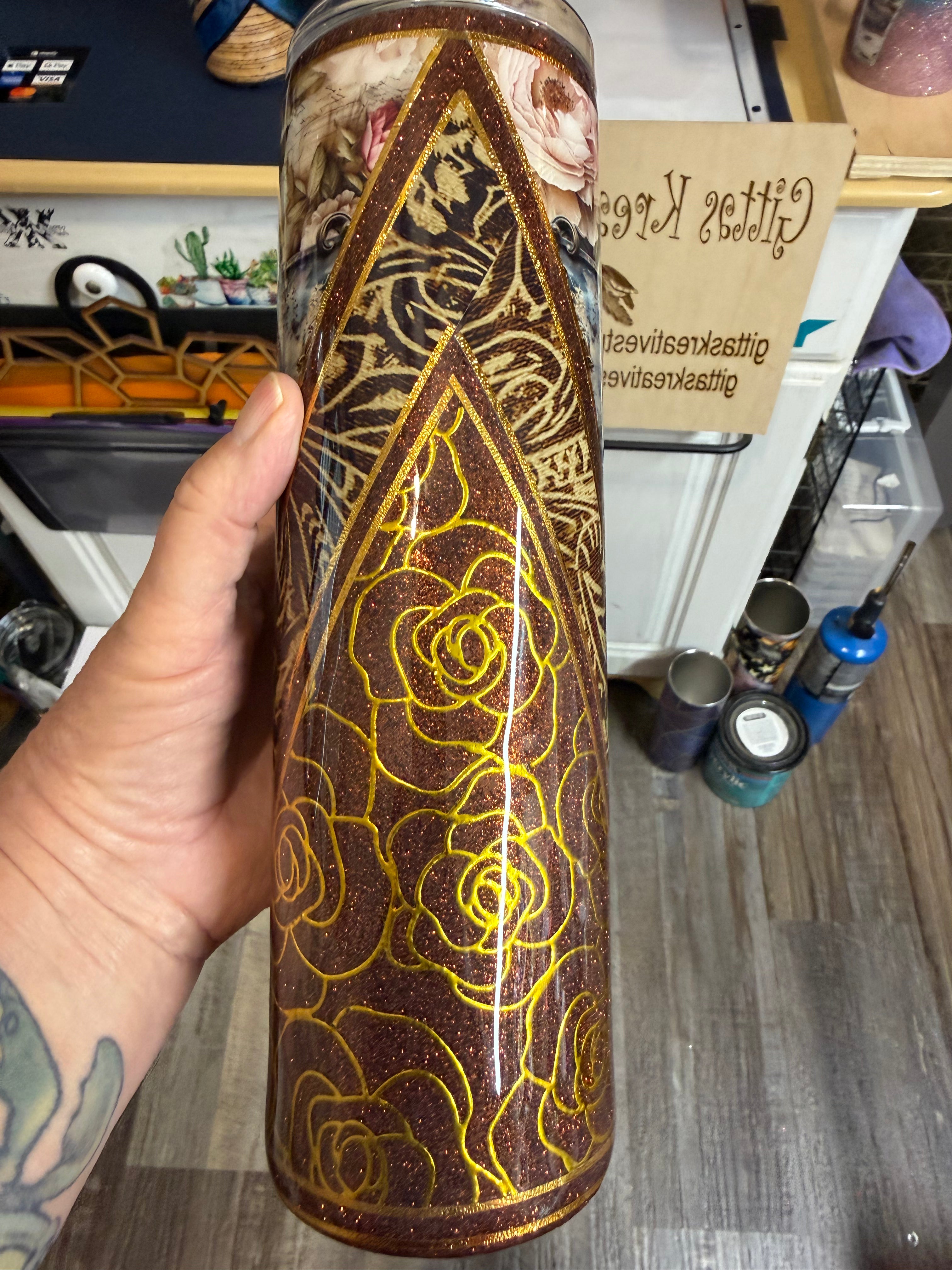 TS 35oz gold roses Tumbler