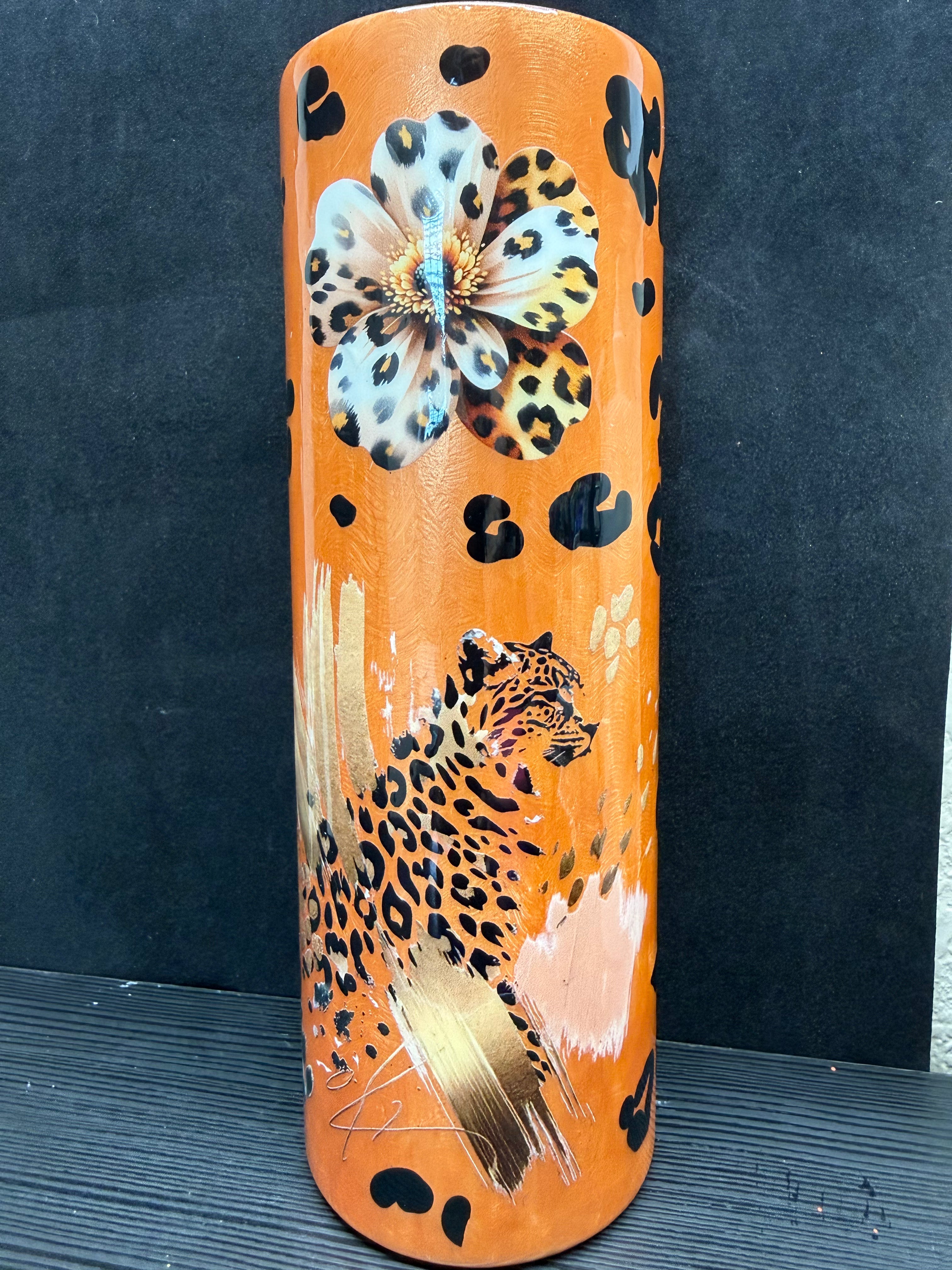 #11 30oz orange cheetah Tumbler
