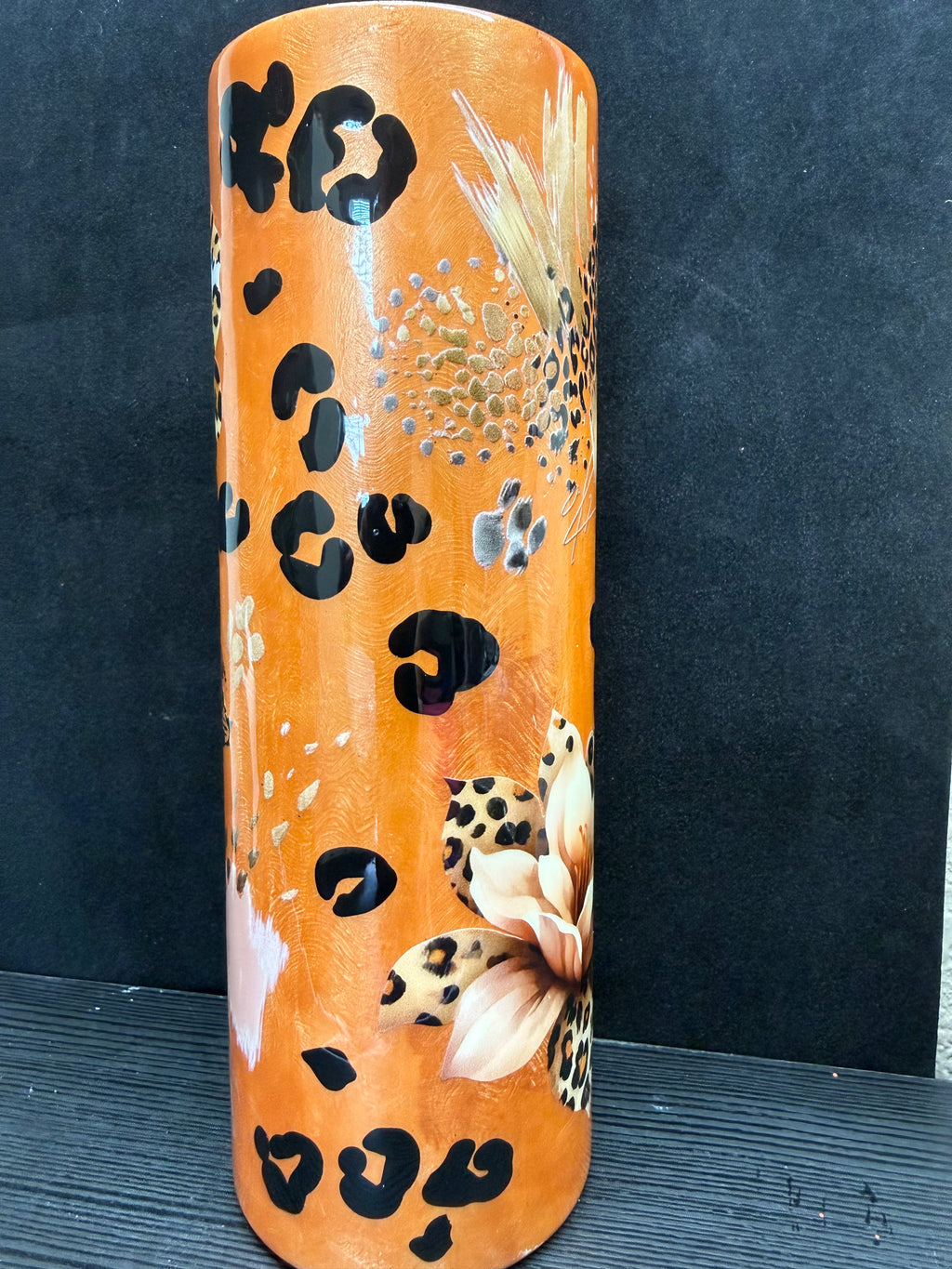 #11 30oz orange cheetah Tumbler
