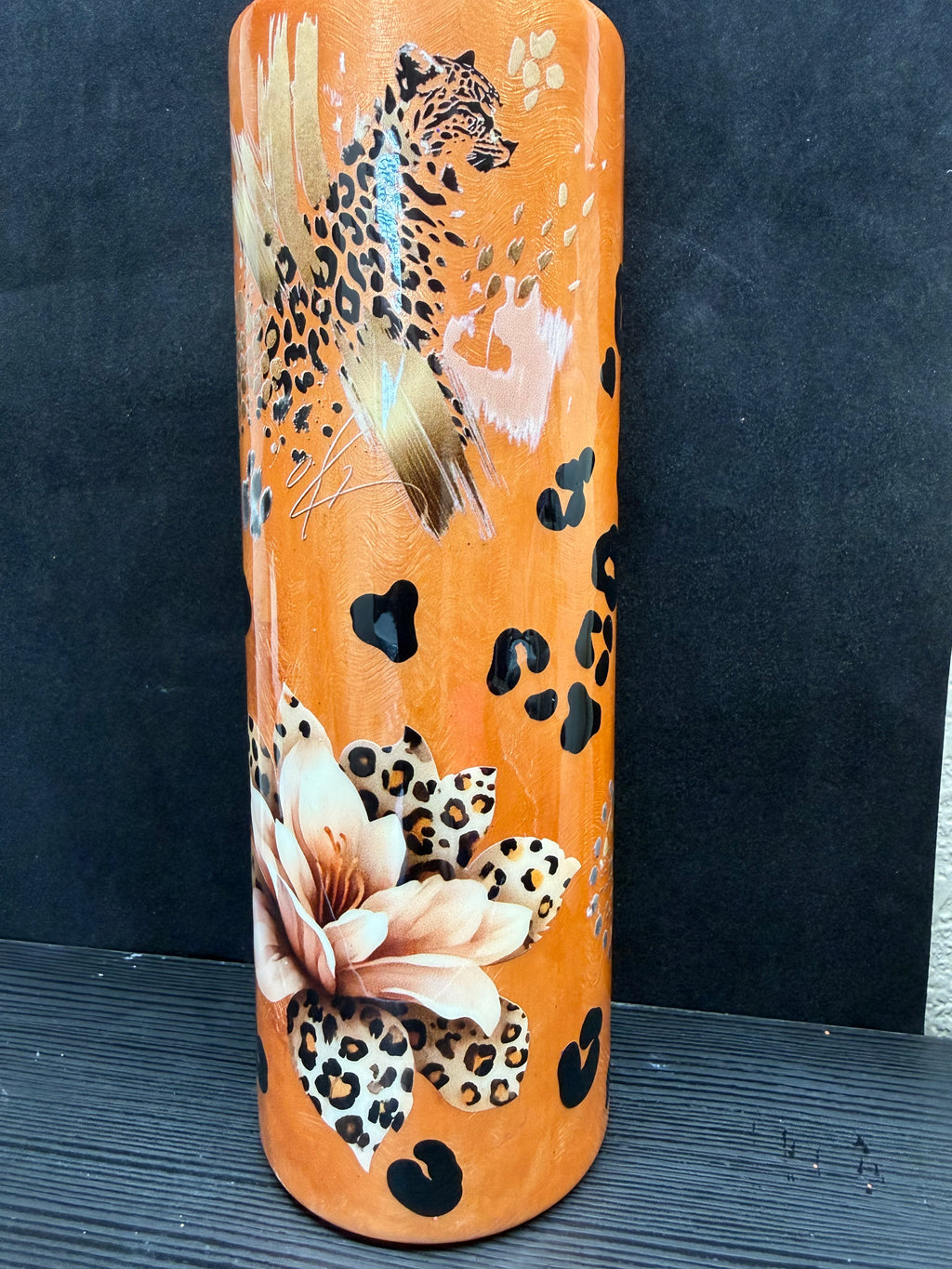 #11 30oz orange cheetah Tumbler