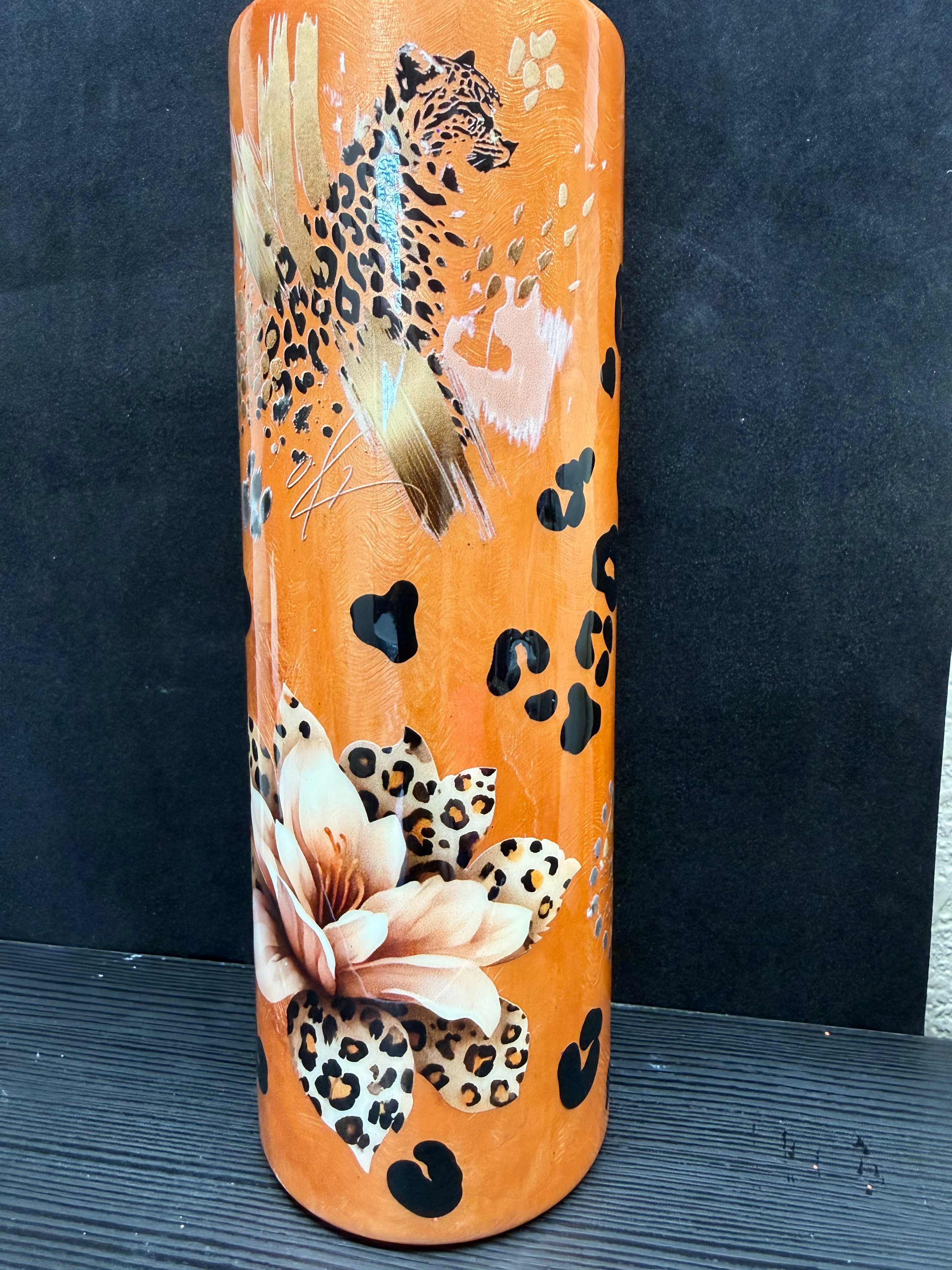 #11 30oz orange cheetah Tumbler