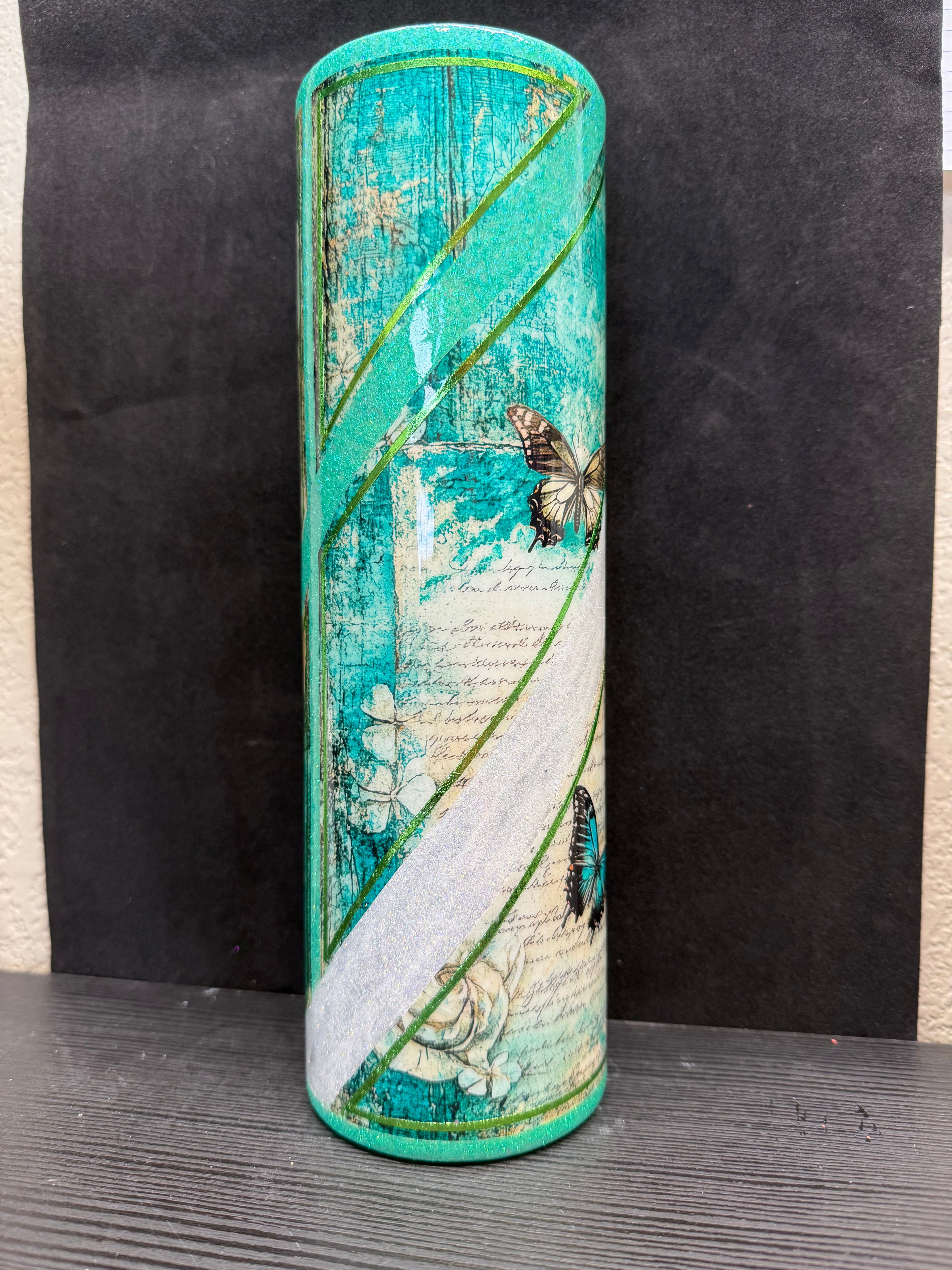 TS 35oz green and white Tumbler