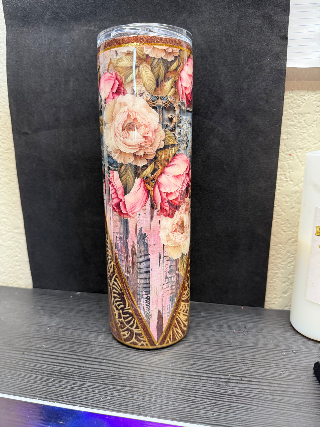 TS 35oz gold roses Tumbler