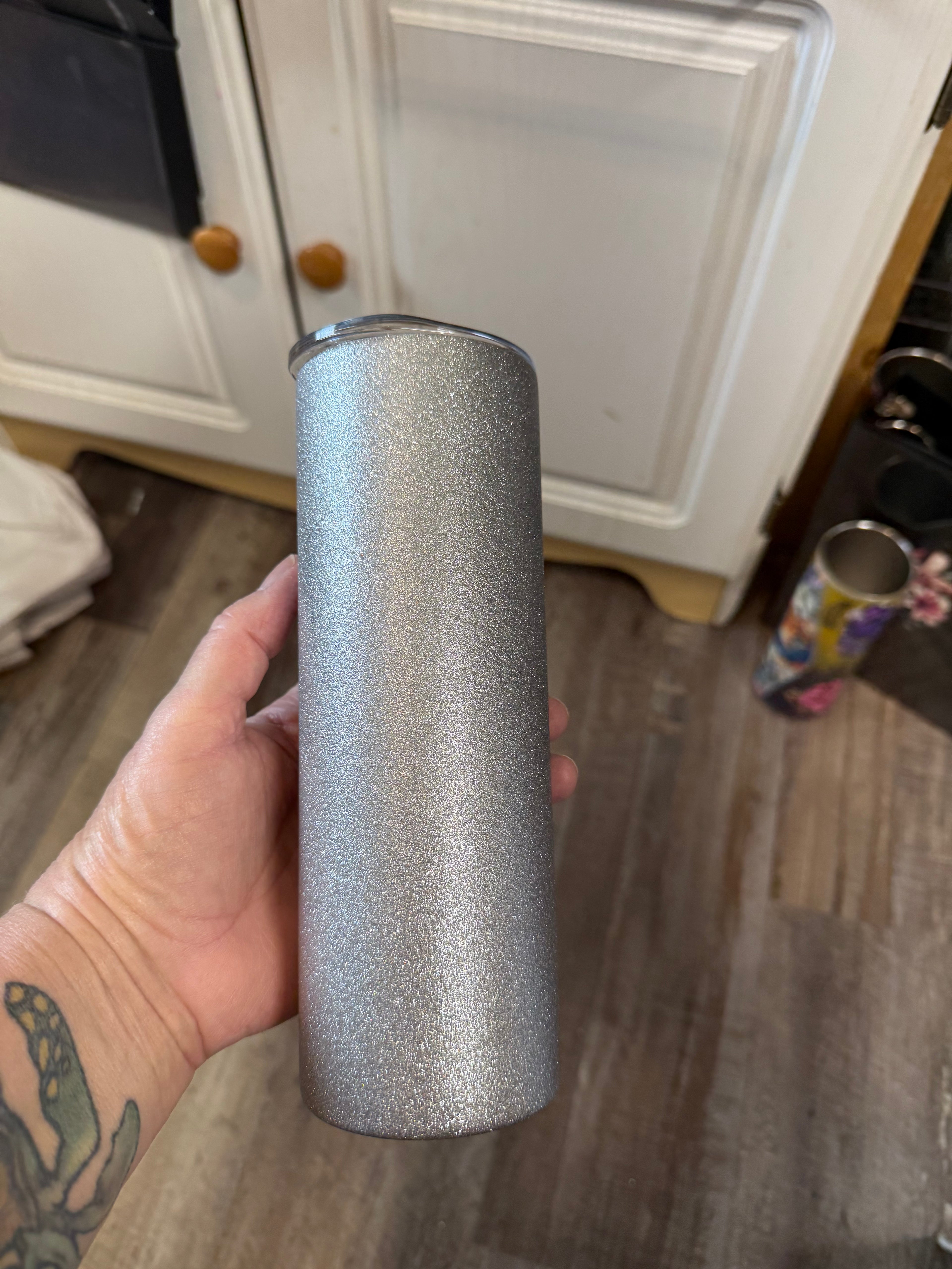 20oz Custom Silver Glitter Tumbler