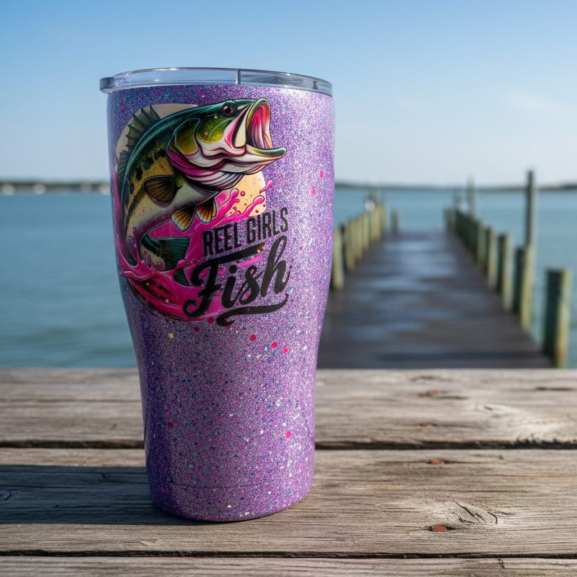 8. 20oz Reel Girls Fish modern curve Tumbler