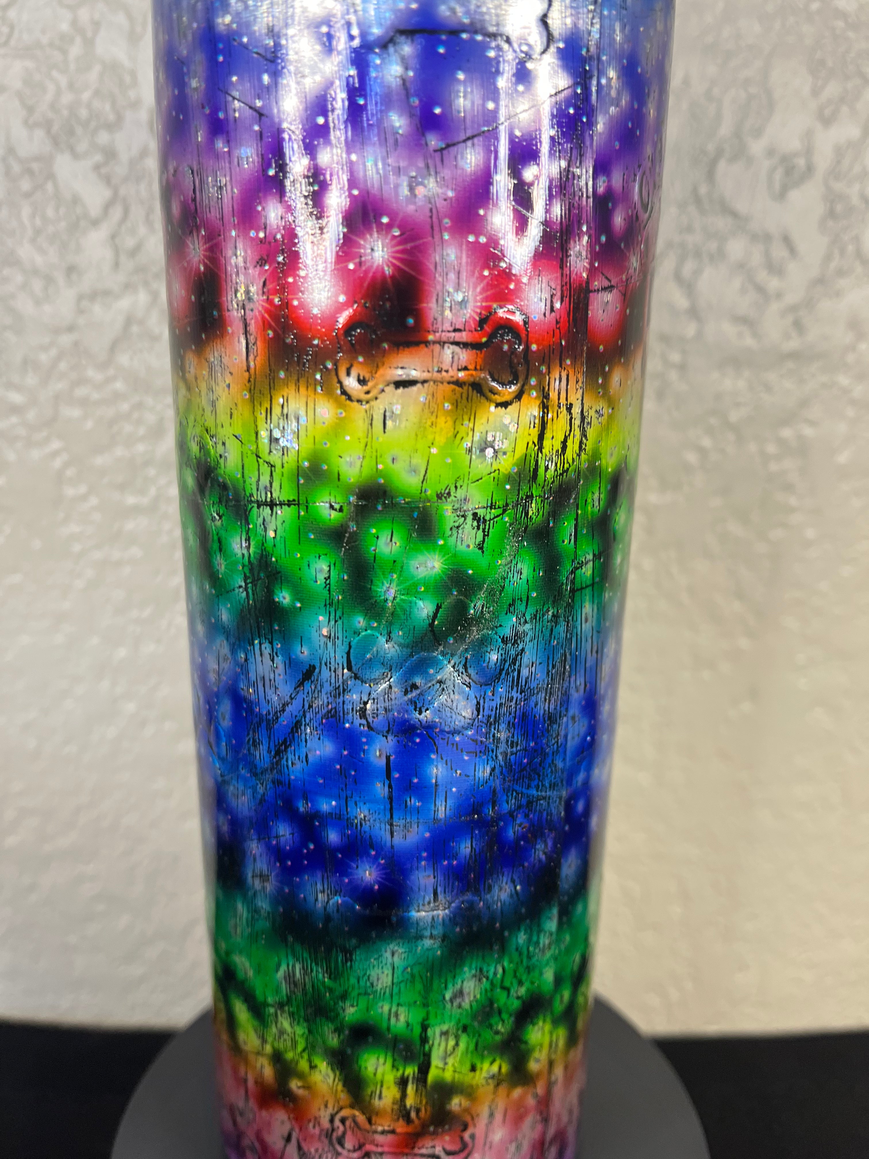 12. 20oz Rainbow Color Paw and Bone Tumbler