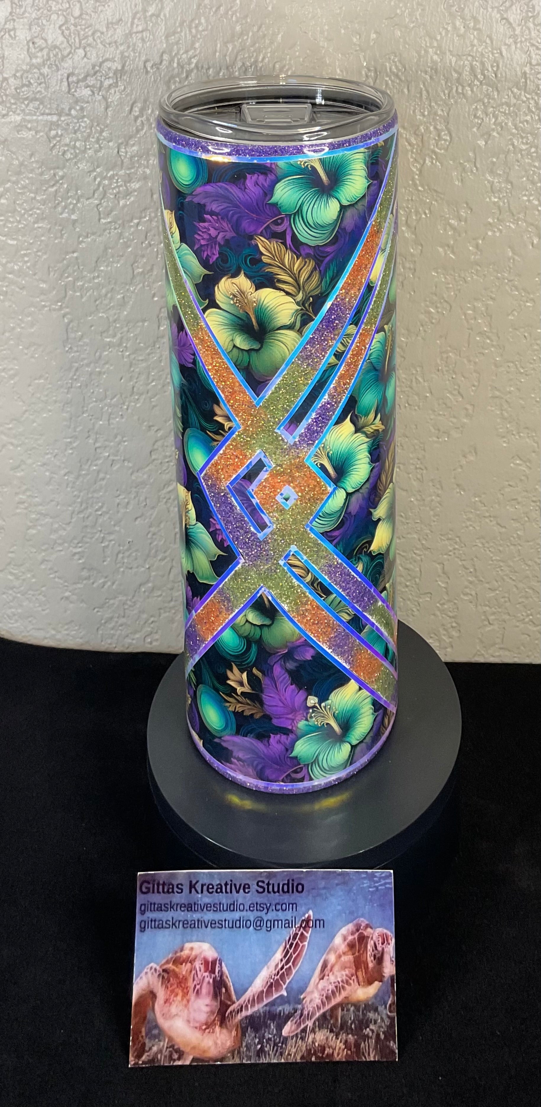 30oz  Tumbler with Mardi Gras Theme