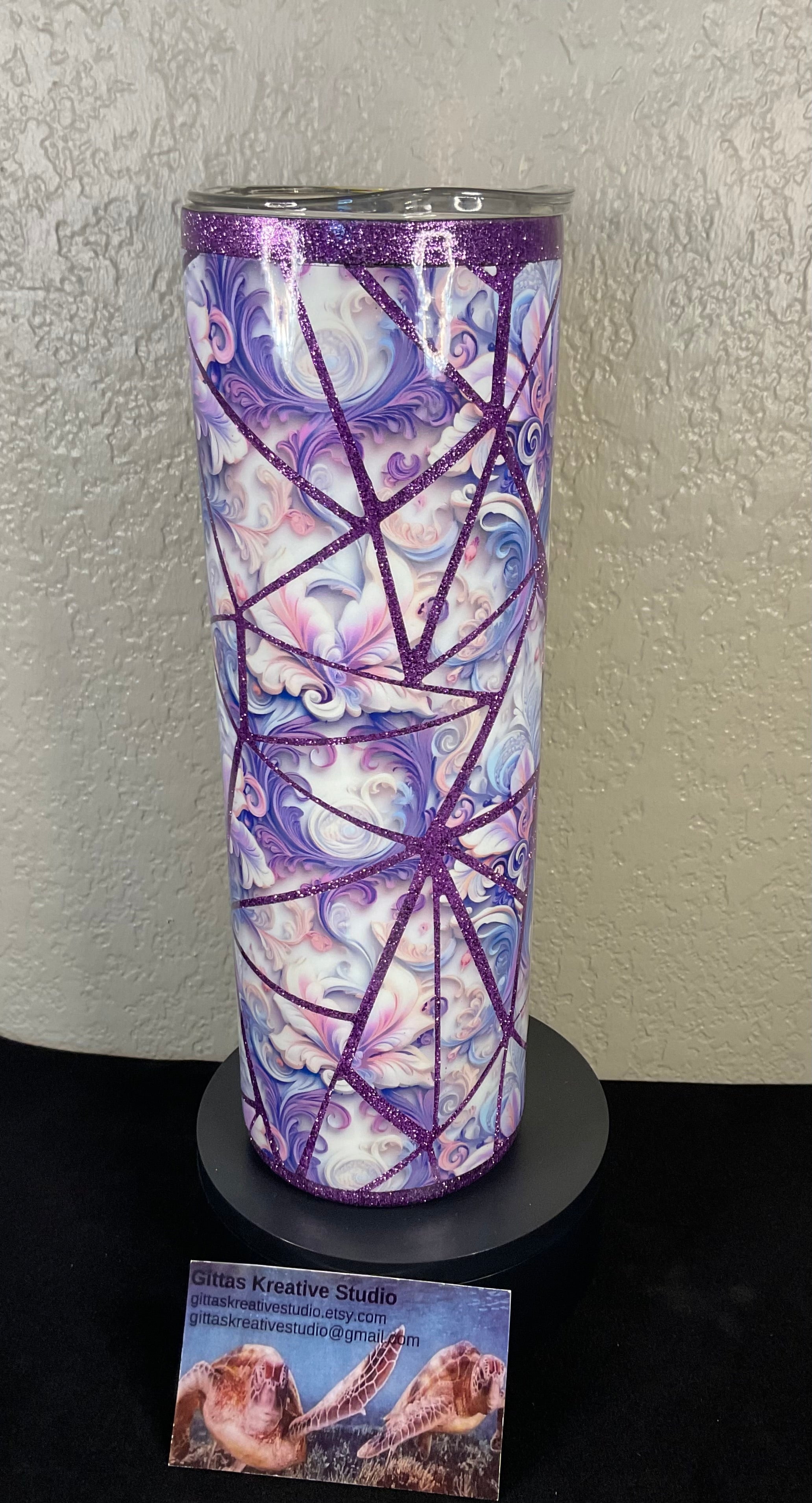 30oz  Tumbler with  Shattered Glass Theme Purple