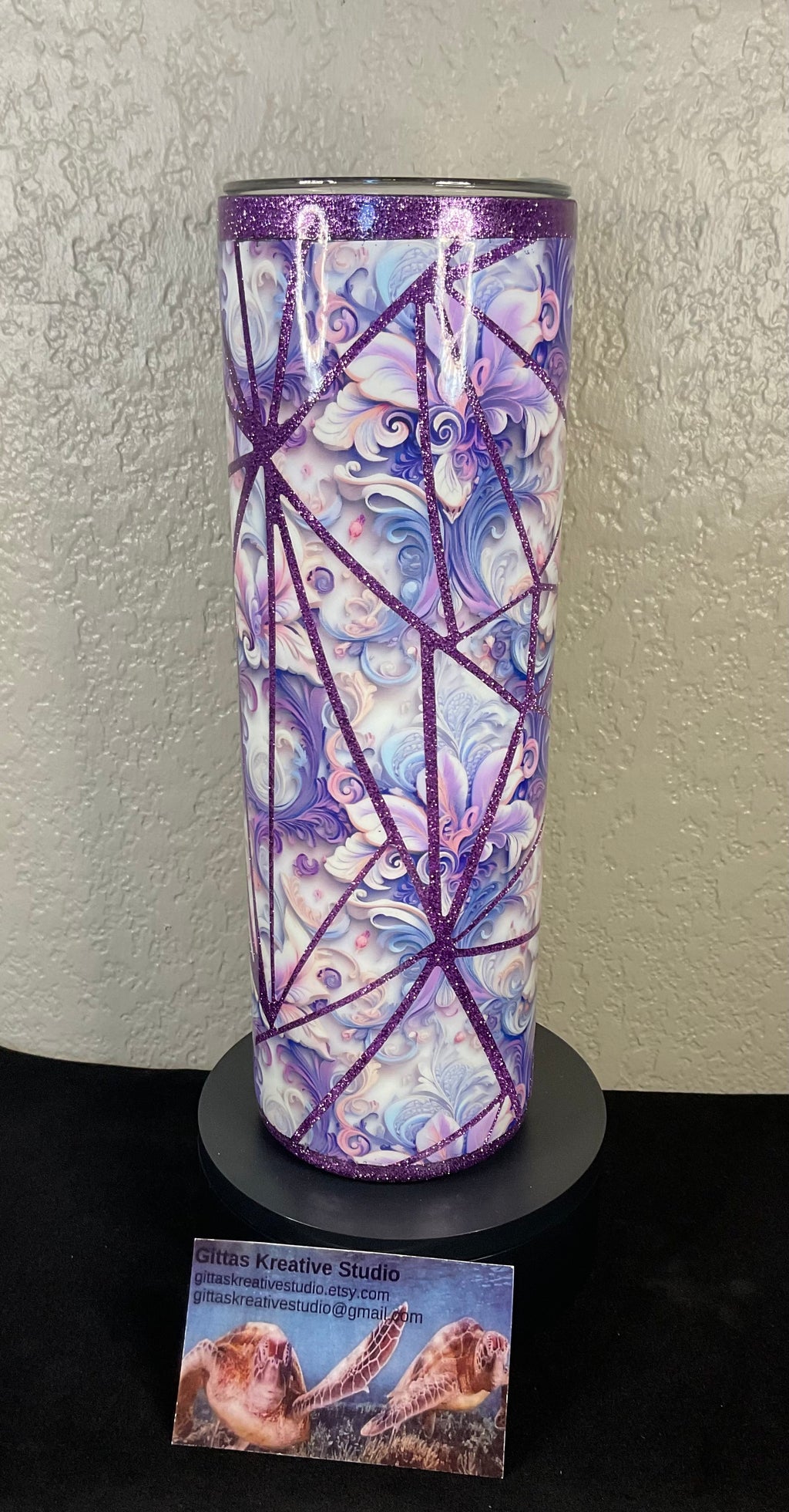 30oz  Tumbler with  Shattered Glass Theme Purple