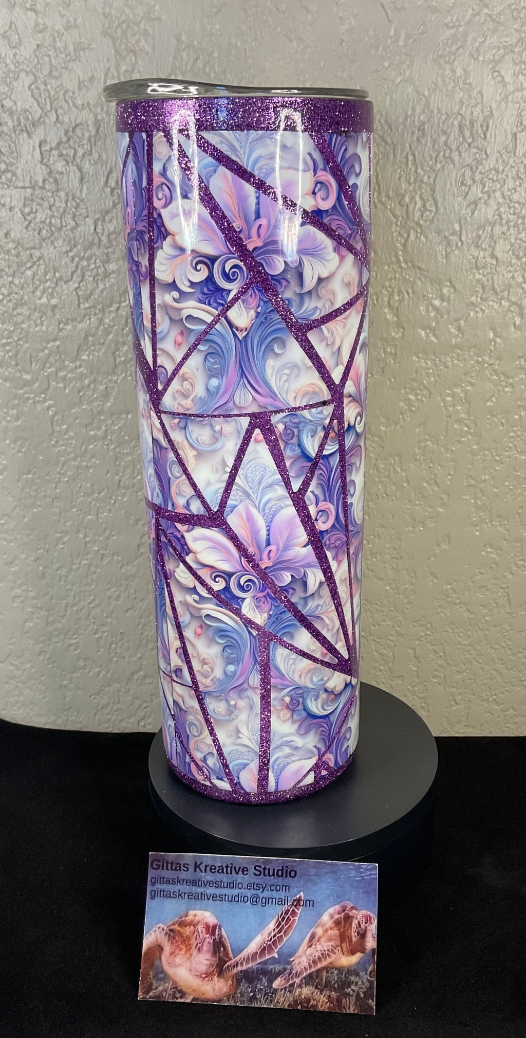 30oz  Tumbler with  Shattered Glass Theme Purple