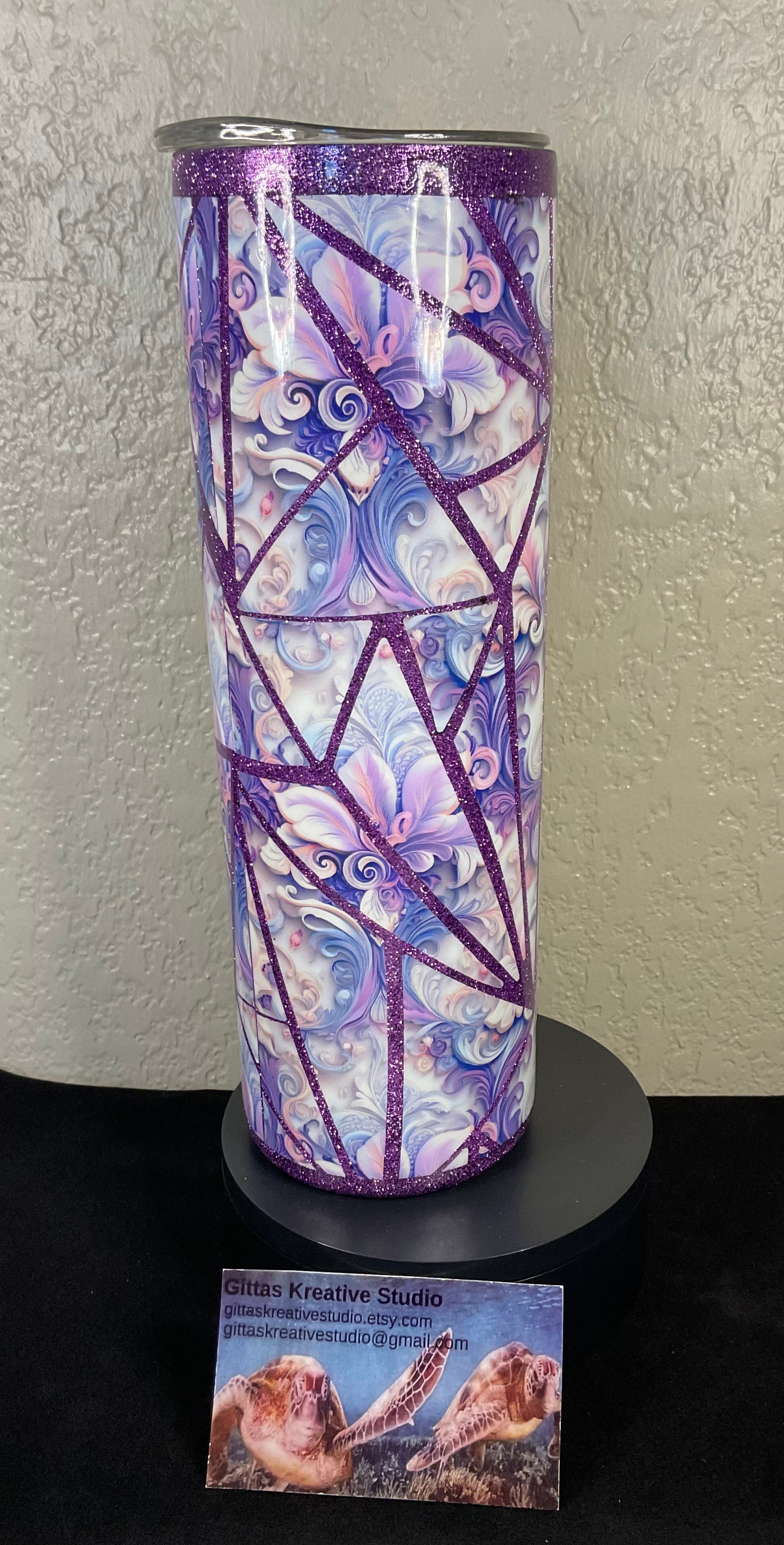 30oz  Tumbler with  Shattered Glass Theme Purple