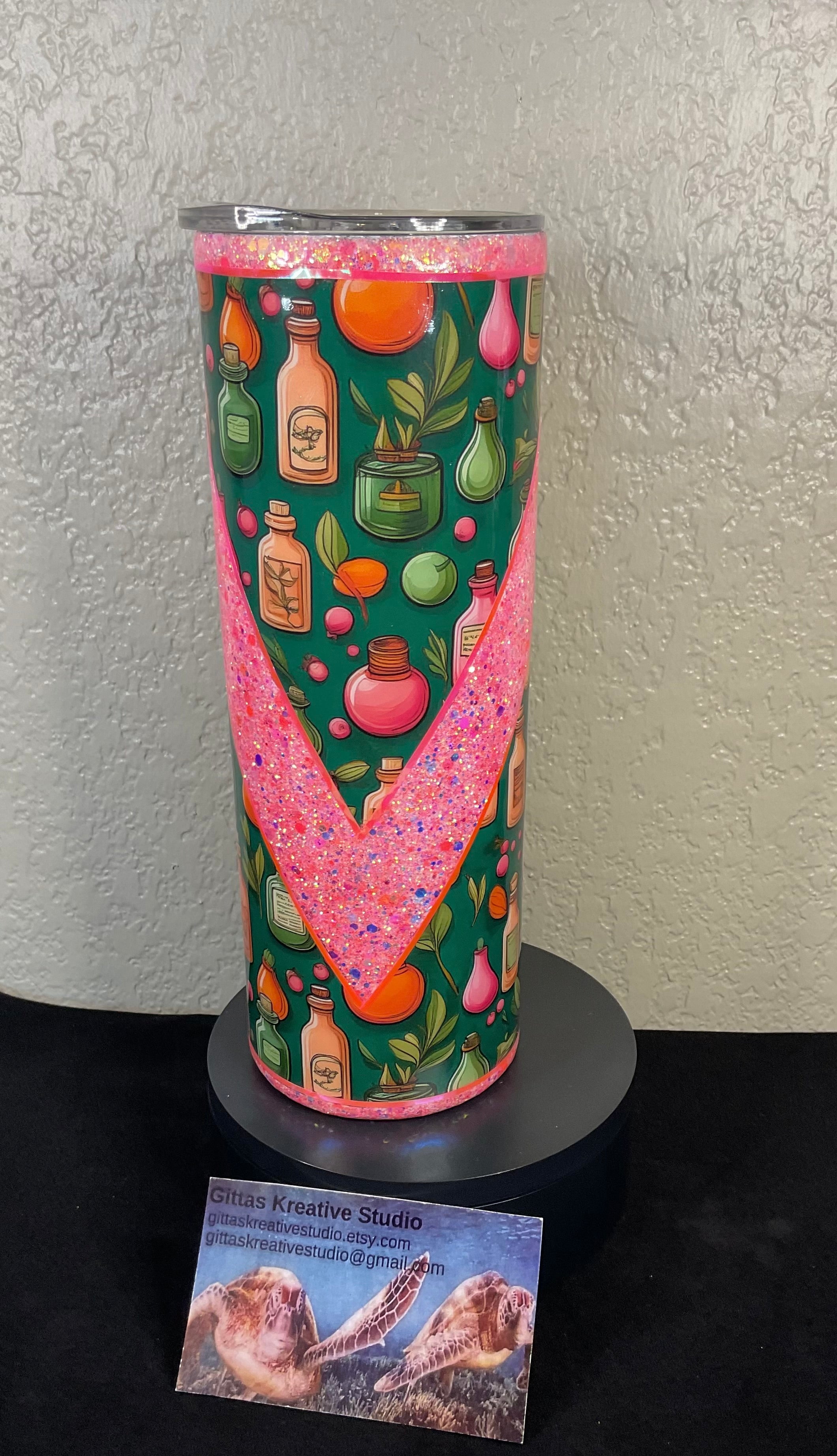 16. 20oz Glitter Tumbler with Potion Bottle Vinyl