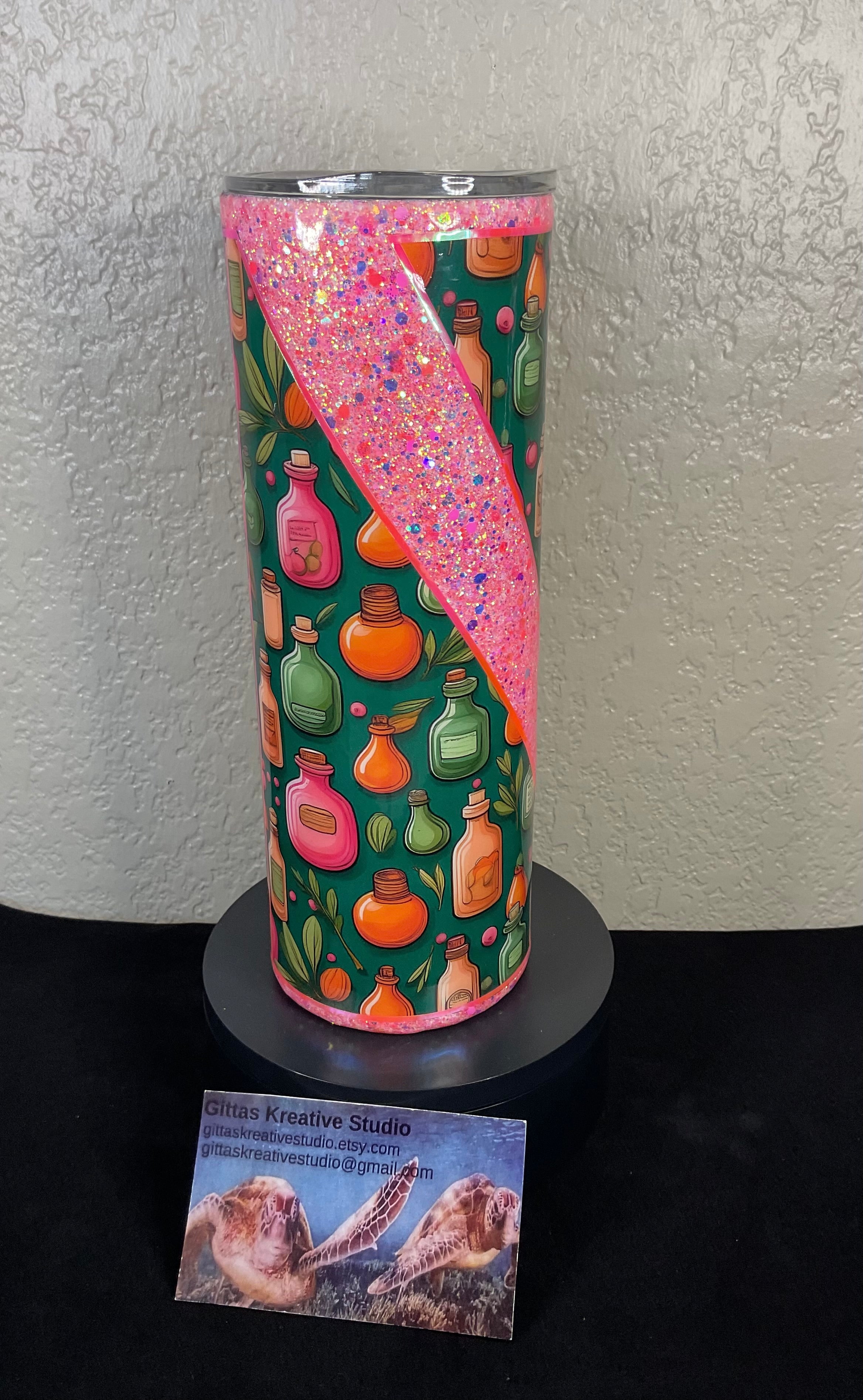 16. 20oz Glitter Tumbler with Potion Bottle Vinyl