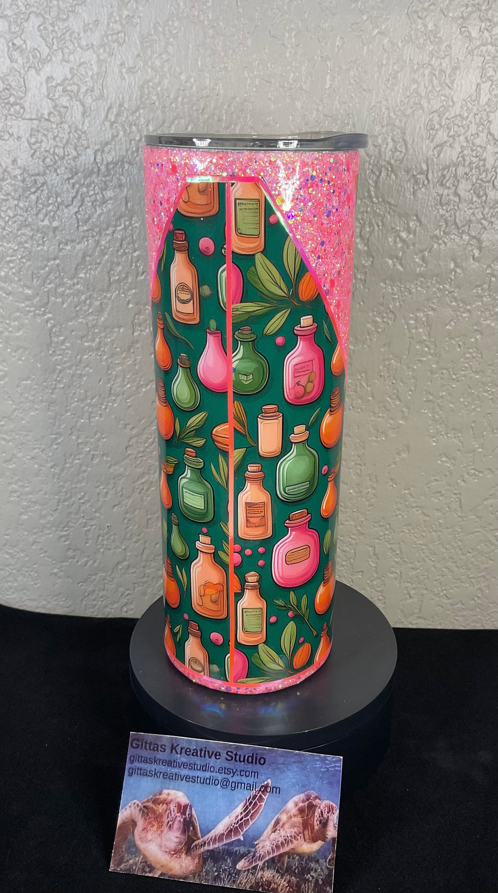 16. 20oz Glitter Tumbler with Potion Bottle Vinyl