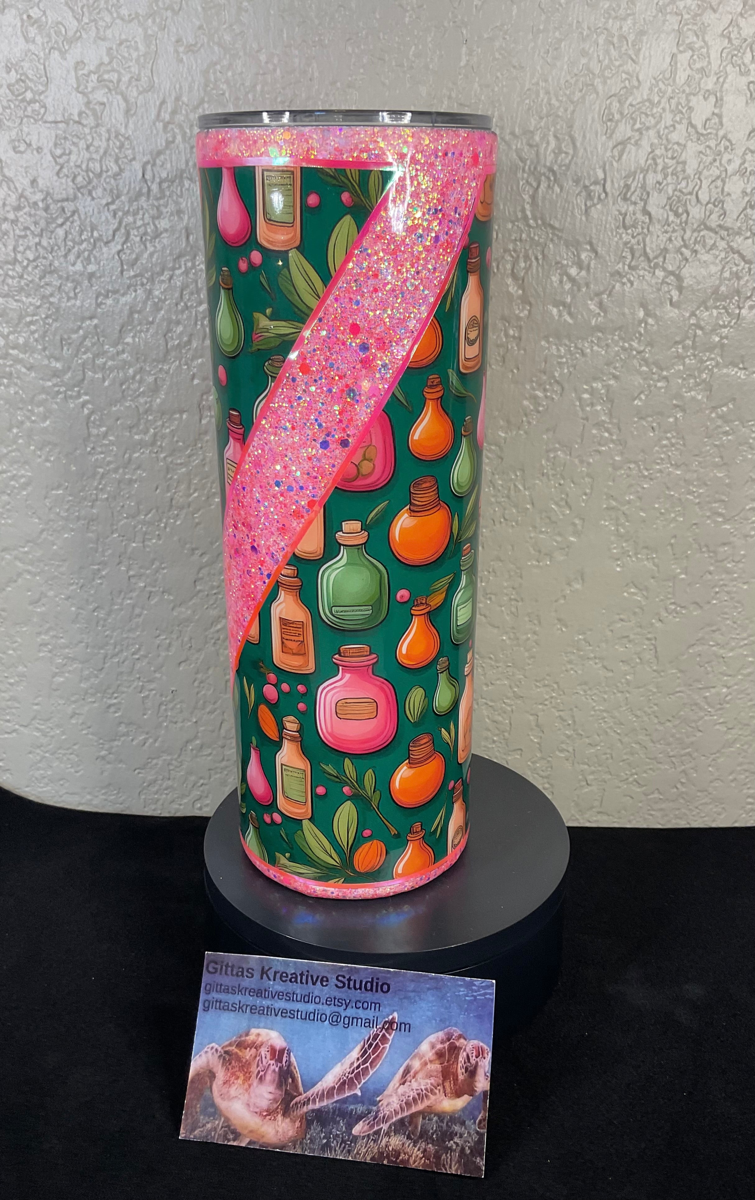 16. 20oz Glitter Tumbler with Potion Bottle Vinyl
