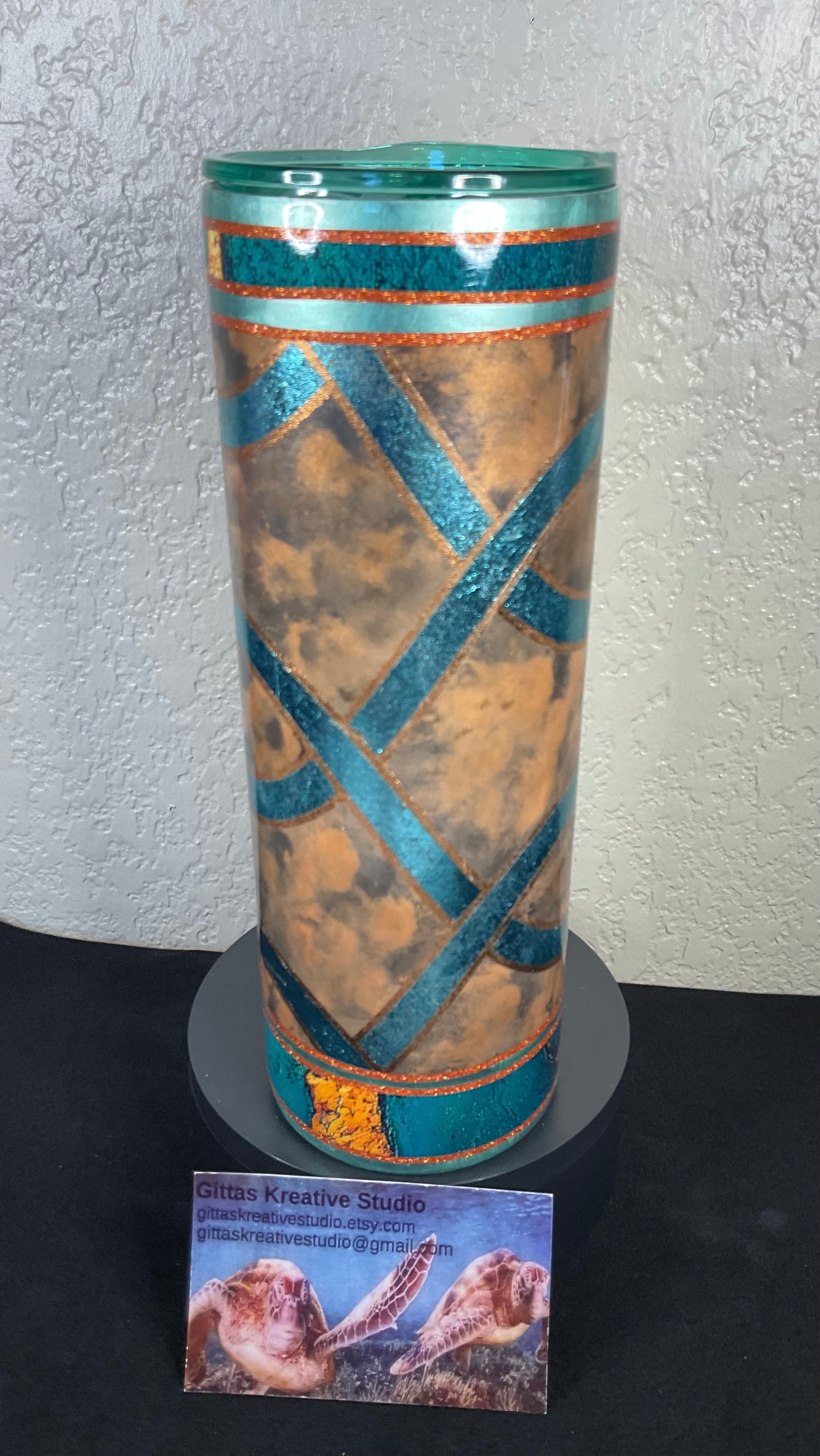 24. 20oz Teal and Turquoise Tumbler
