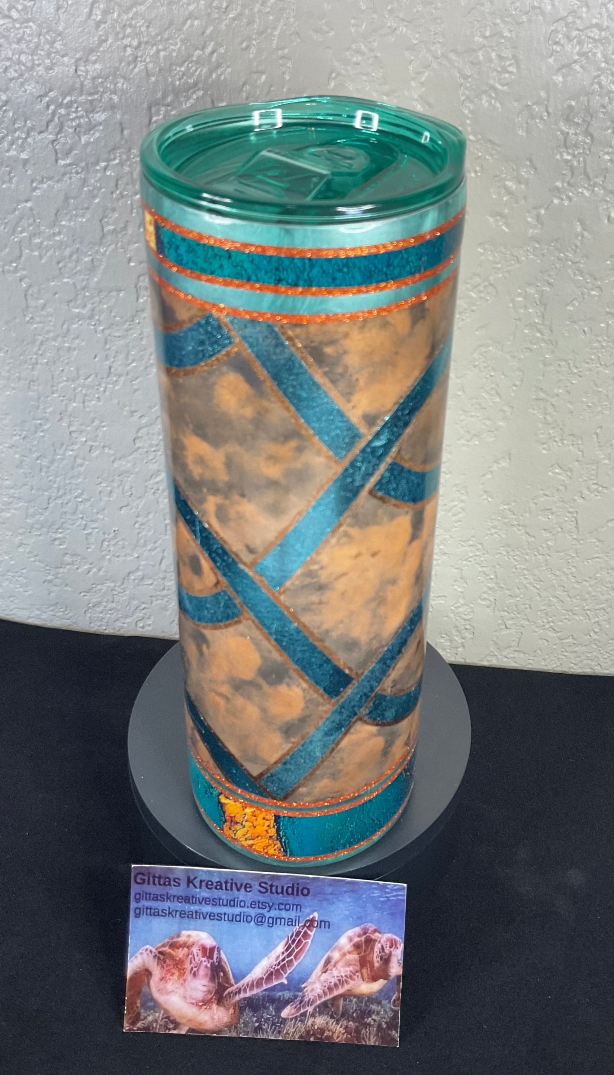 24. 20oz Teal and Turquoise Tumbler