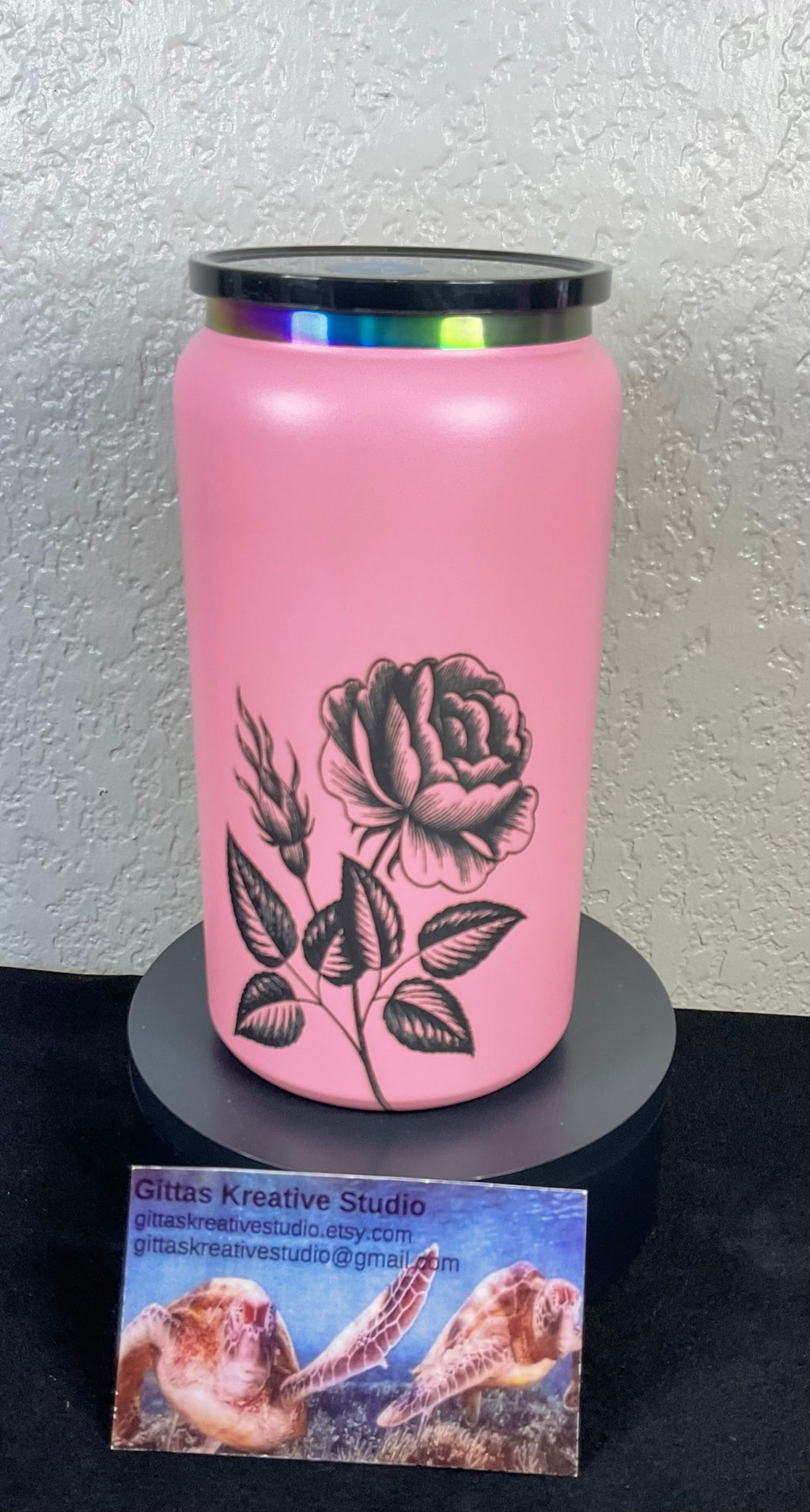 16oz laser edged Tumbler with Rose