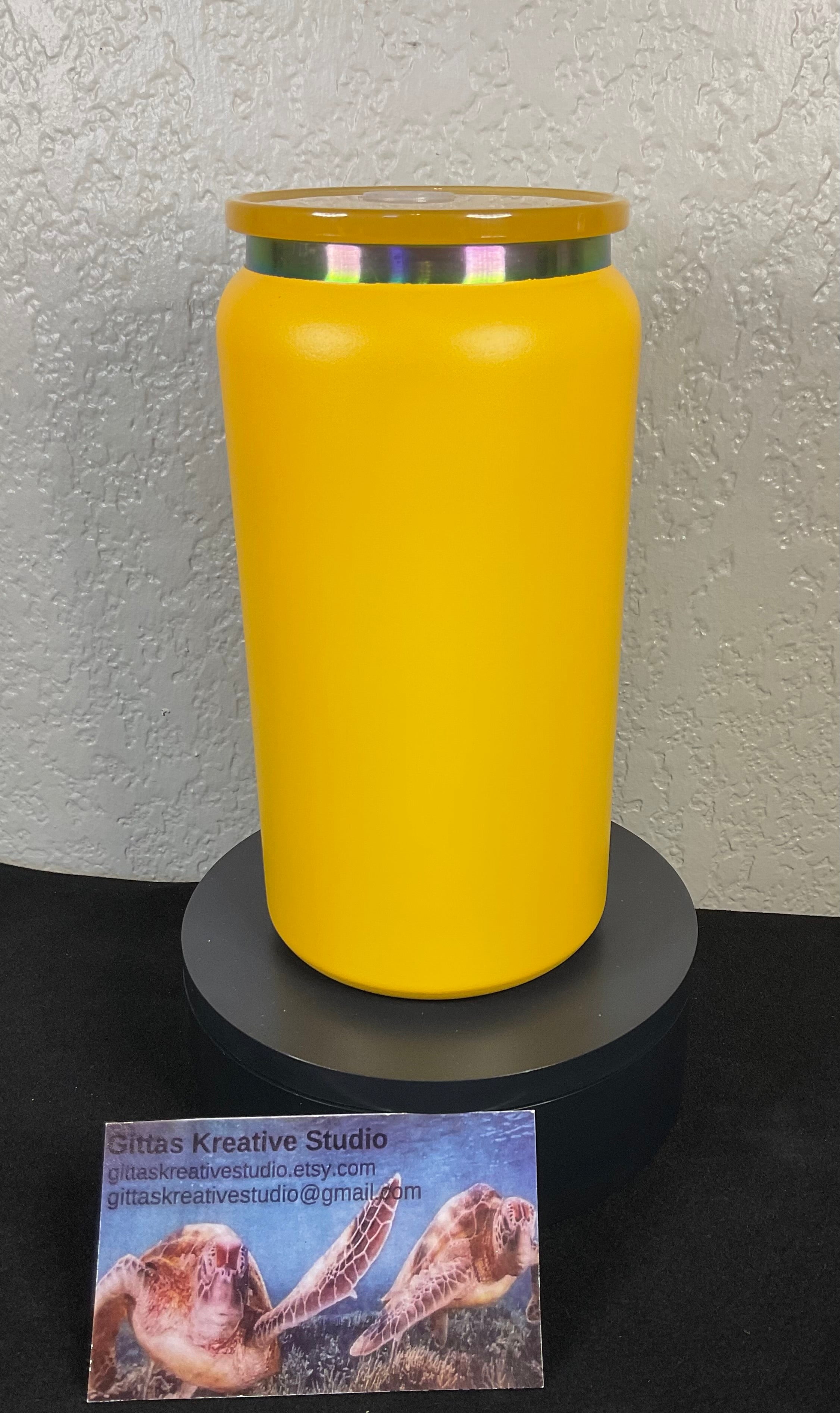 16oz laser edged Tumbler with Turtle Image