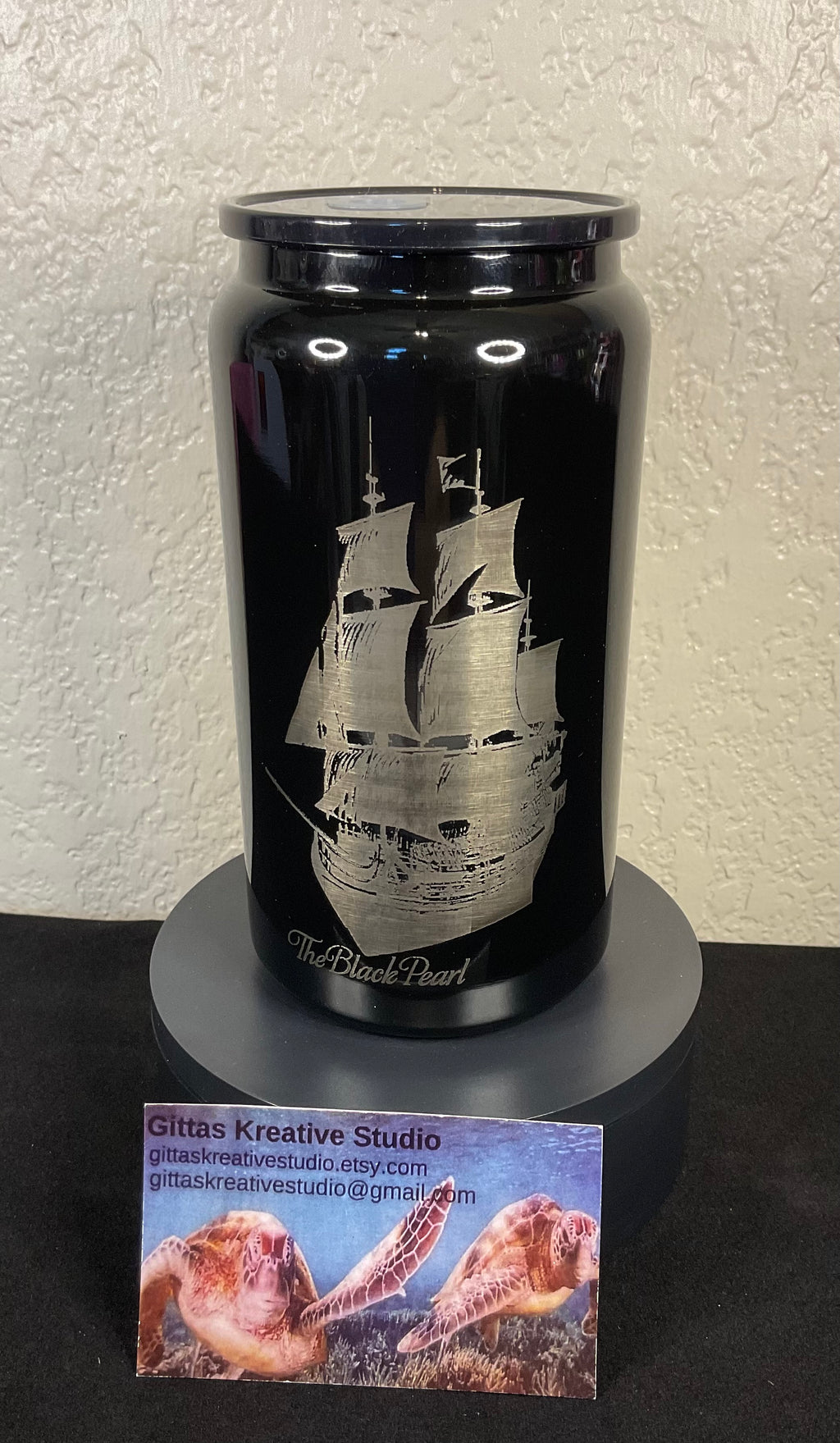 16oz laser edged Tumbler with the Black Pearl