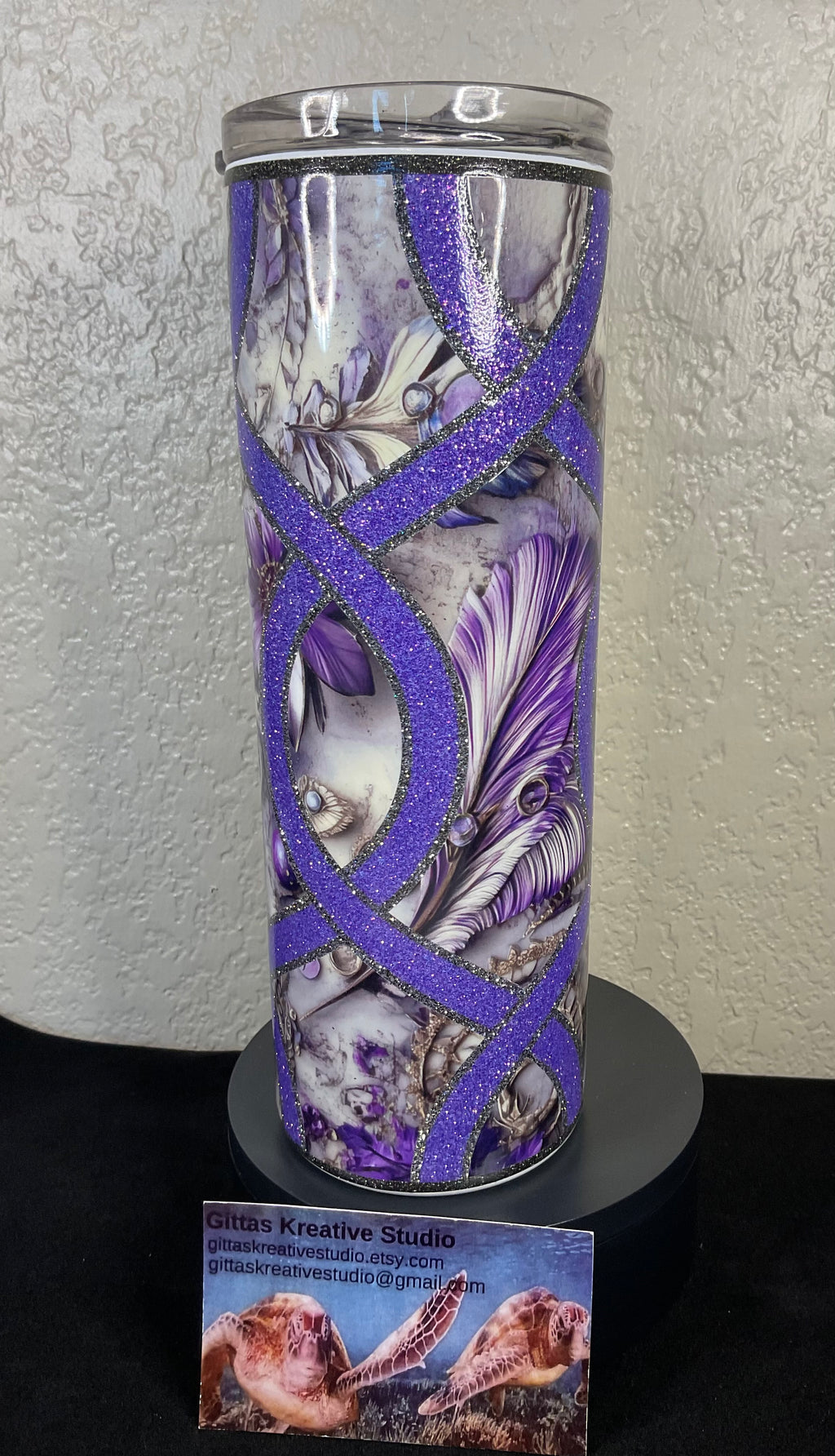 17. 20oz Purple Glitter Stripe Tumbler