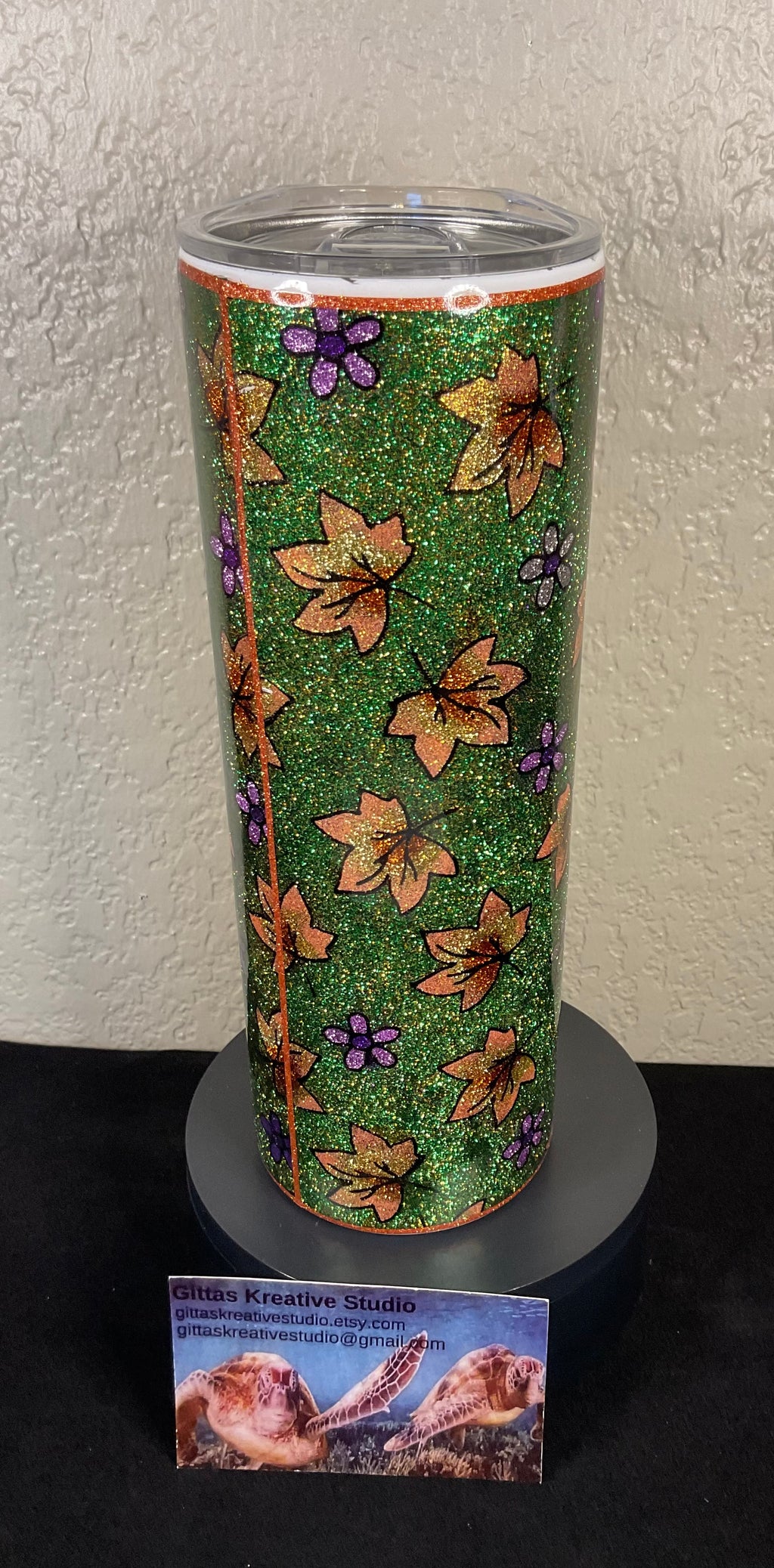 32. 20oz Falling Leaves Glitter Tumbler