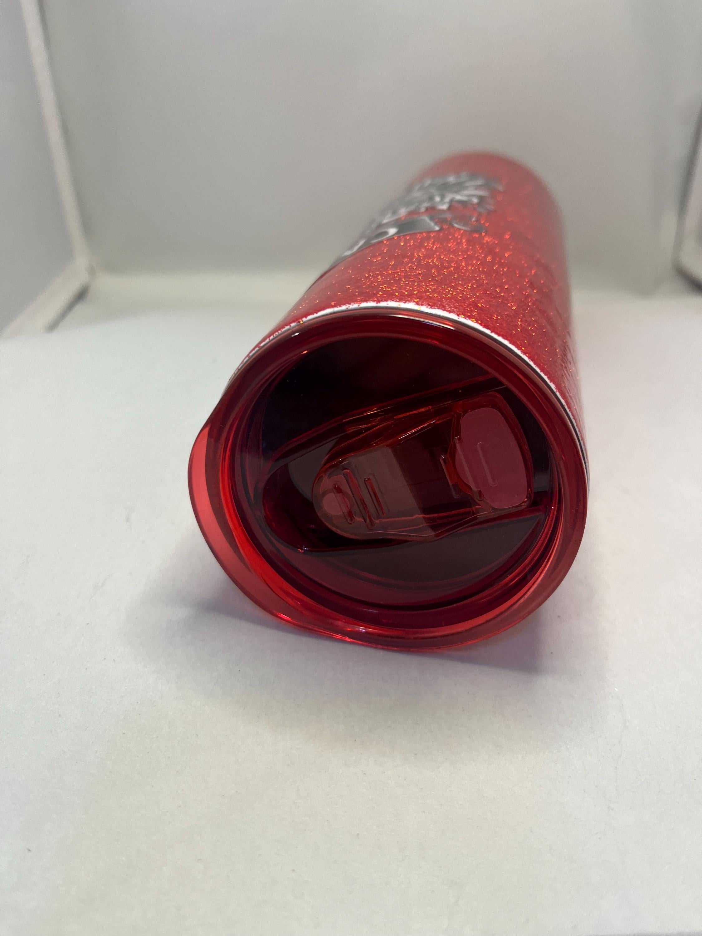 9. 20oz   Red Glitter Tumbler with Skull and Sarcasm Saying