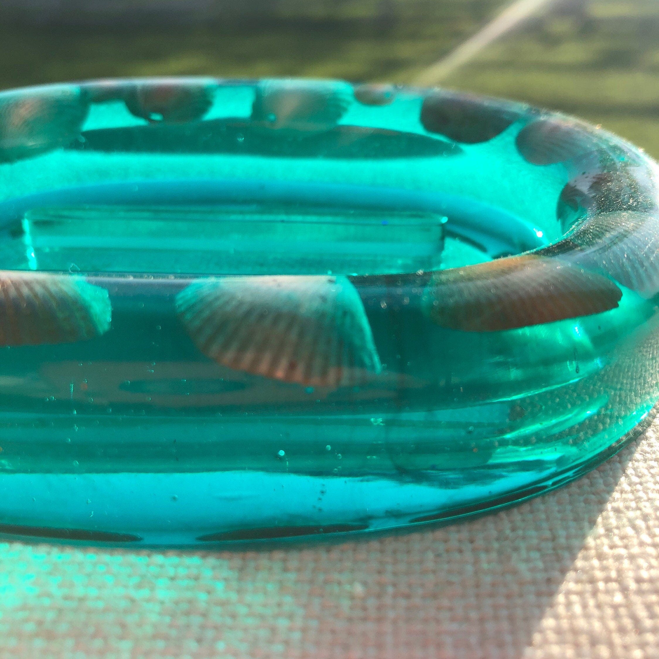Resin Oval Soap Dish with Real Seashells