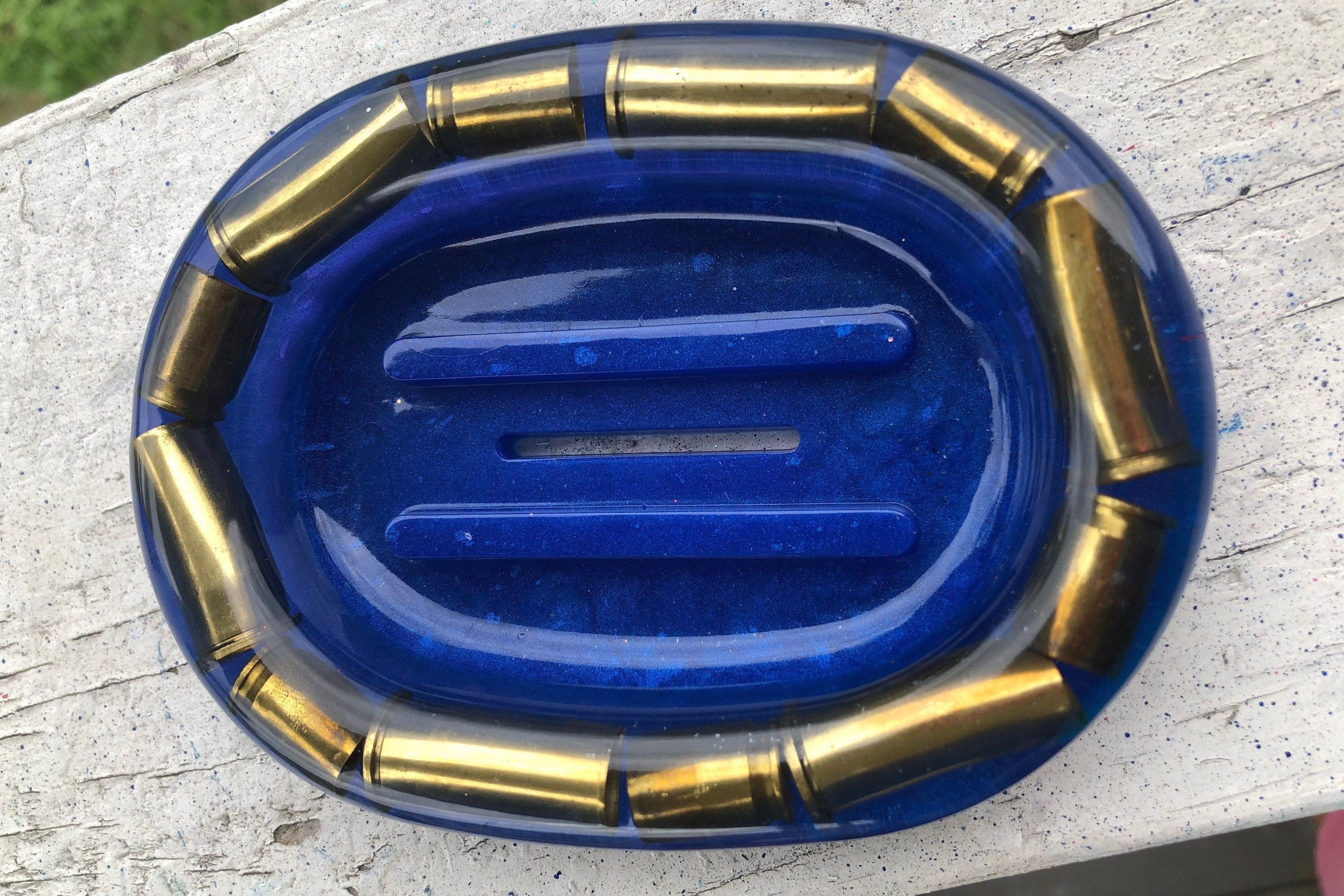 Soap dish inlayed with bullets