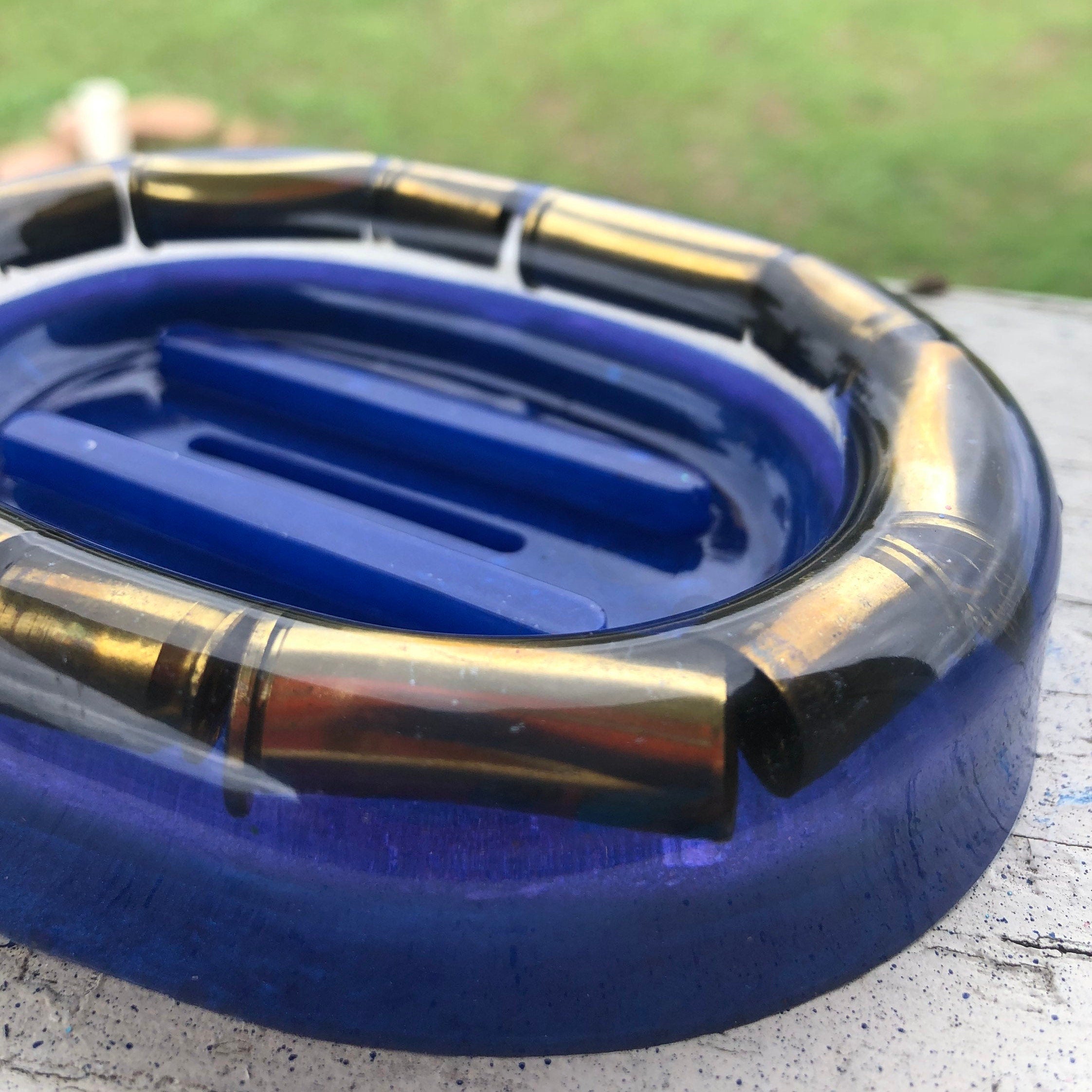 Soap dish inlayed with bullets