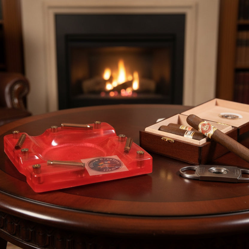 Custom Cigar Ashtray. Resin Luxury Cigar Ashtray with Bullets. Epoxy Ashtray, Ammo Ashtray, Ammo Trinket Dish
