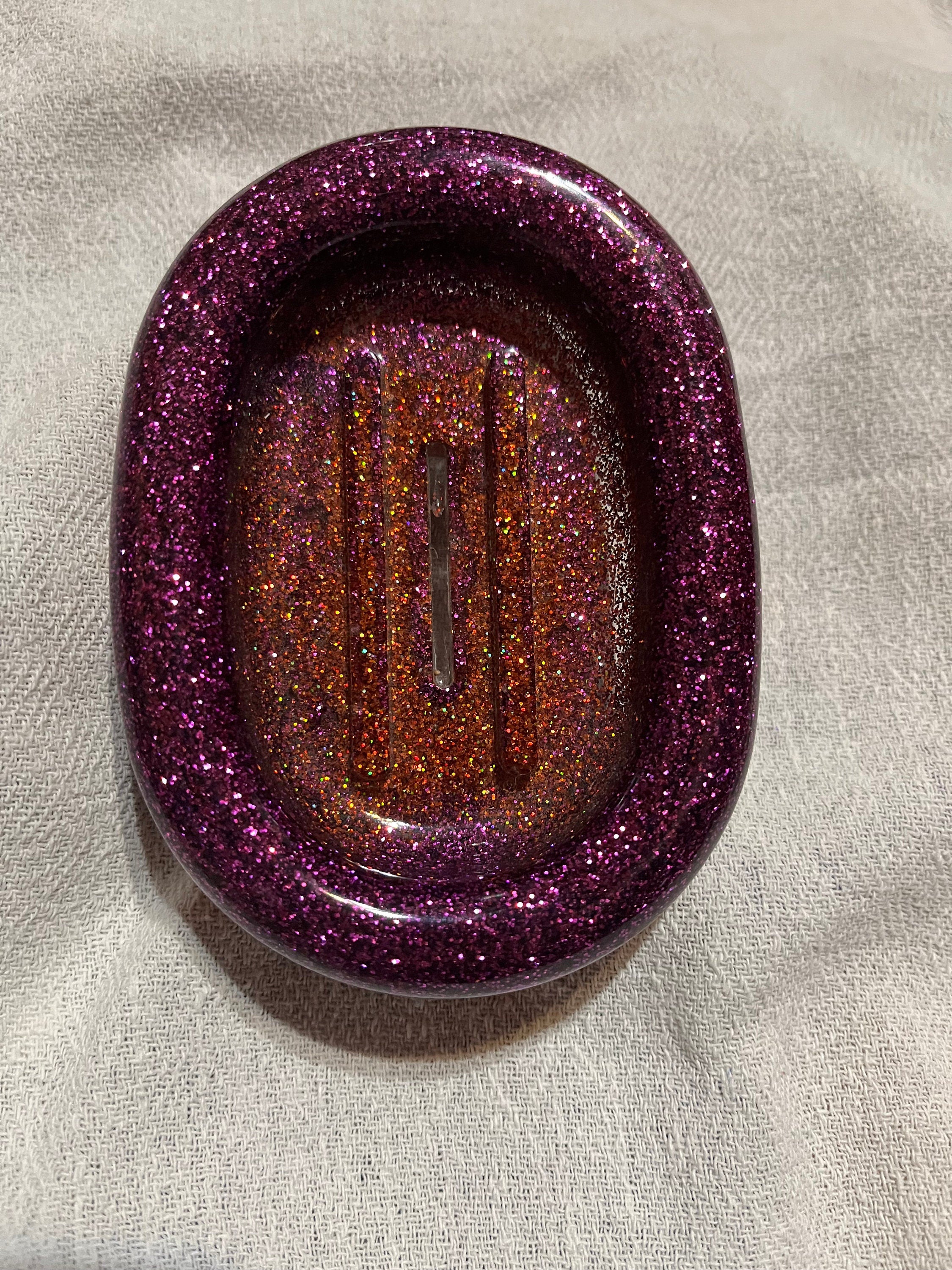 Resin Oval Soap Dish with Glitter