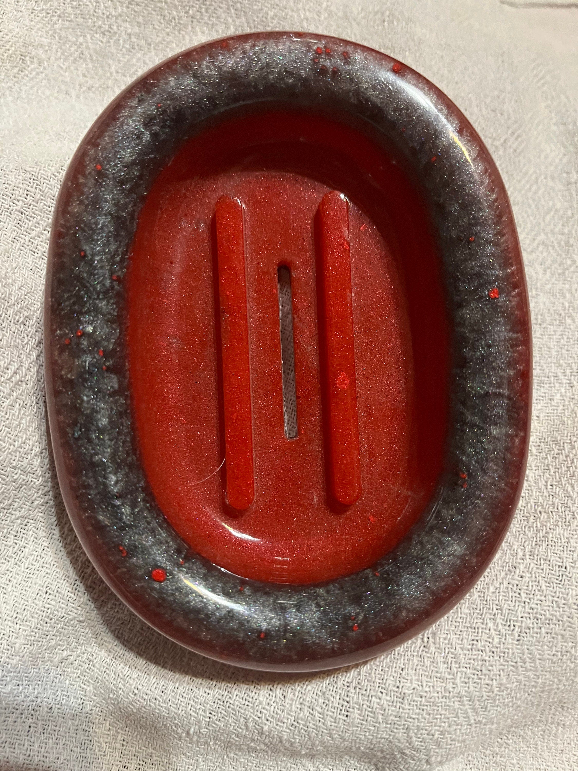 Resin Oval Soap Dish with Glitter
