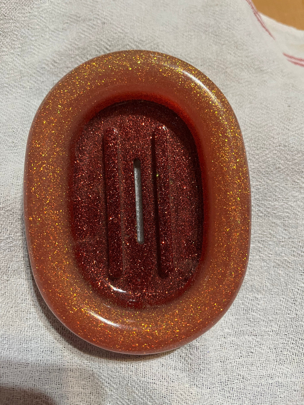 Resin Oval Soap Dish with Glitter