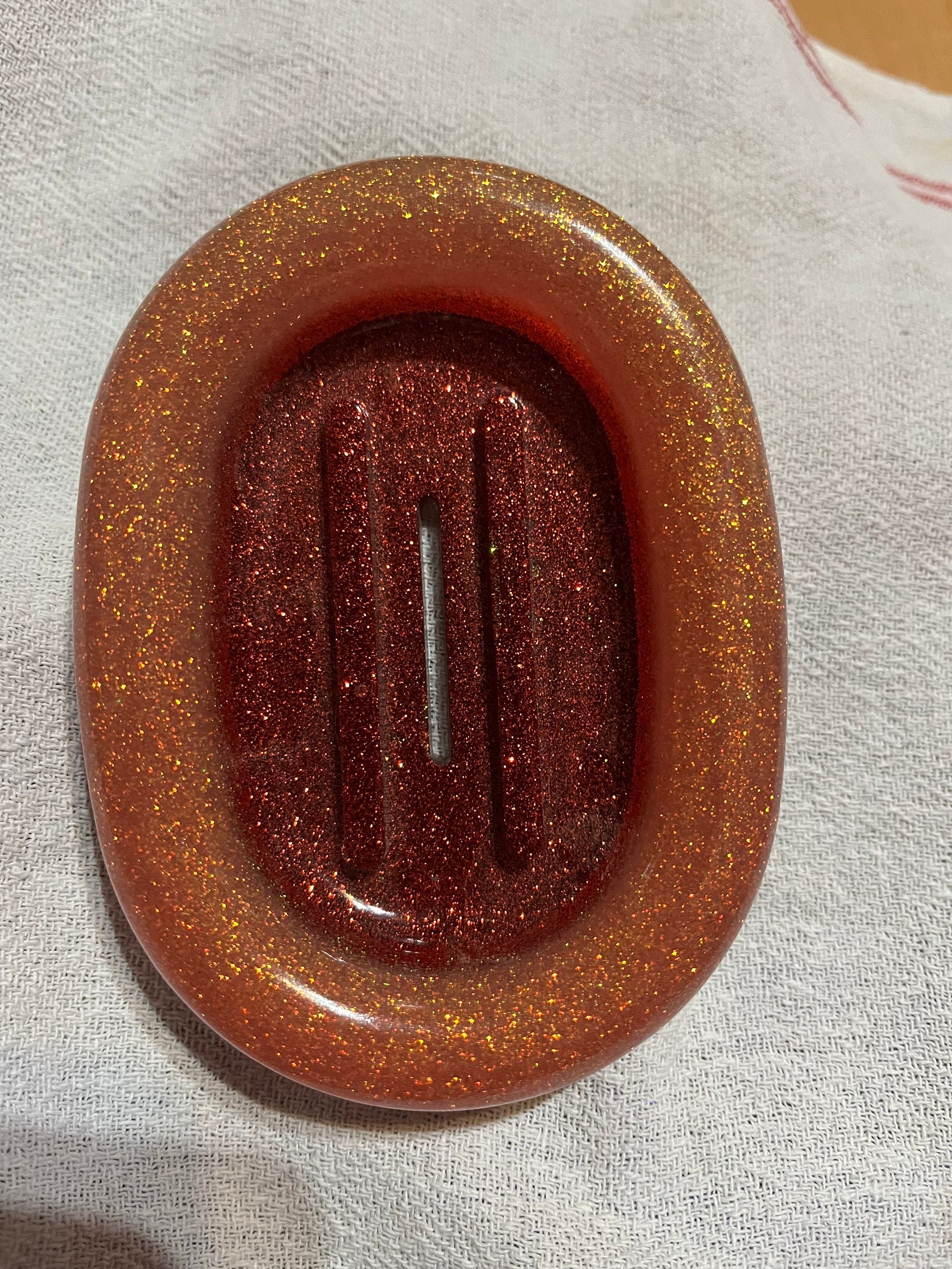 Resin Oval Soap Dish with Glitter