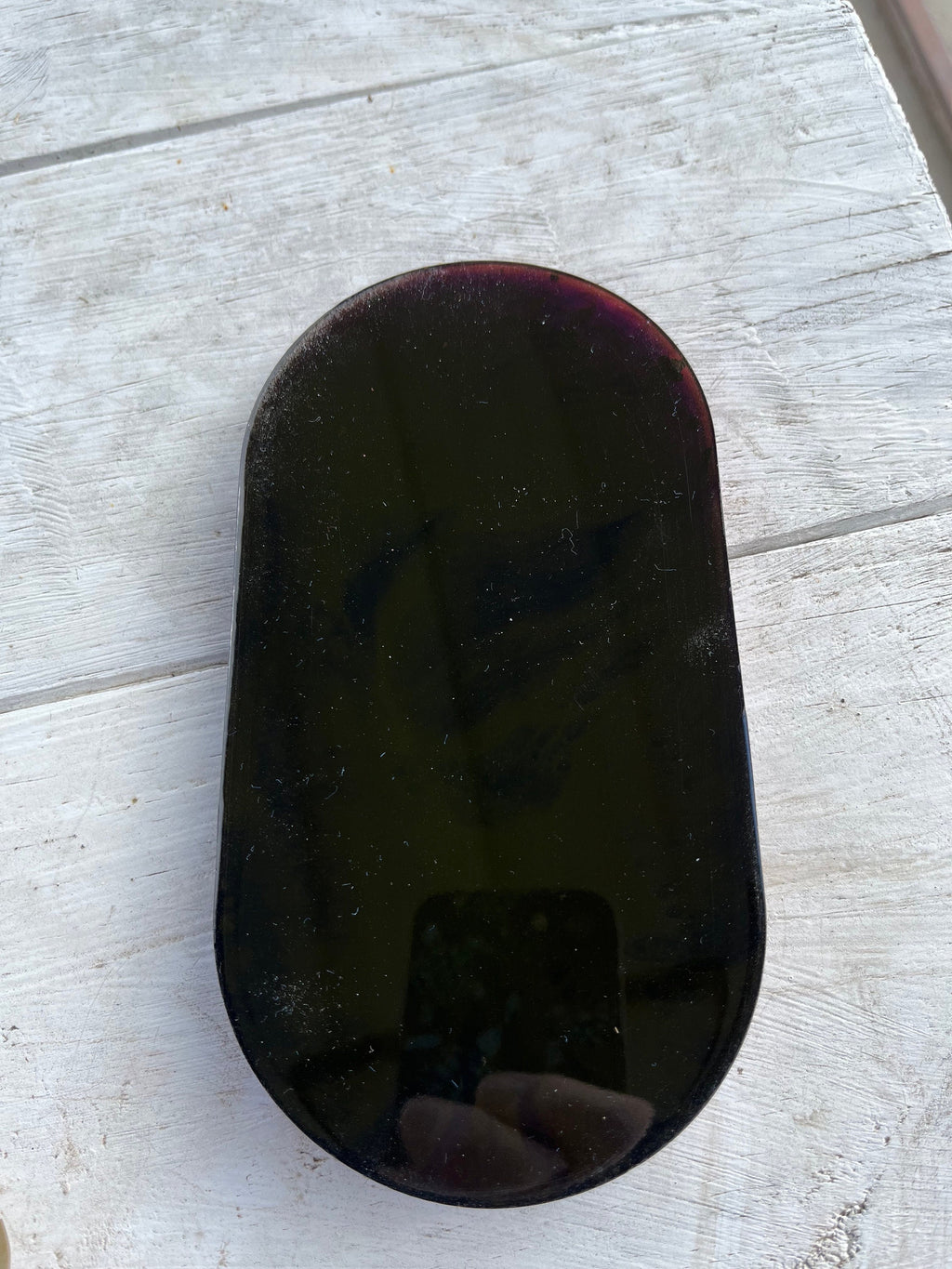 Purple and Black Oval Resin Trinket Tray with some foils and glitter