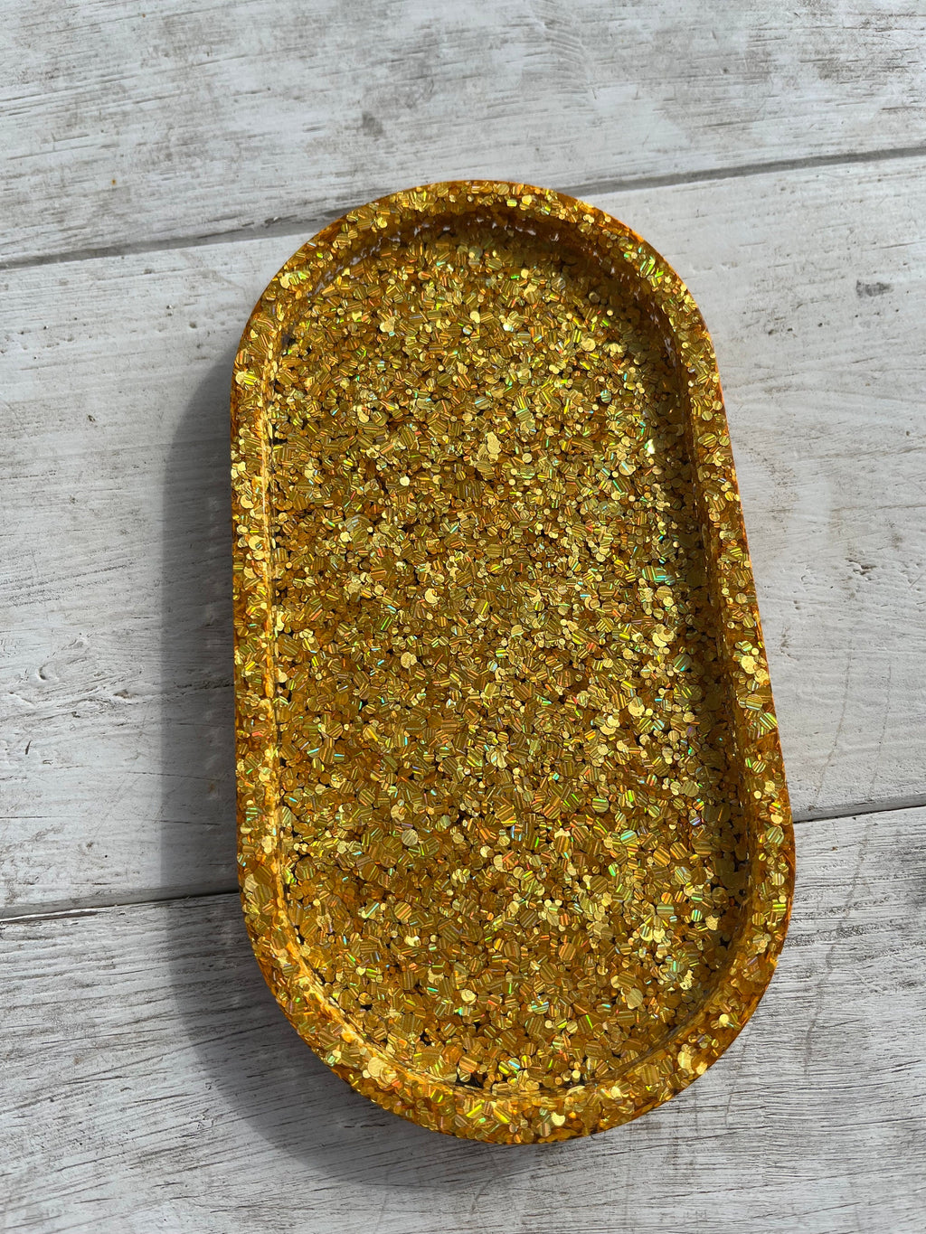 Chunky Gold Glitter Resin Tray or Trinket Dish