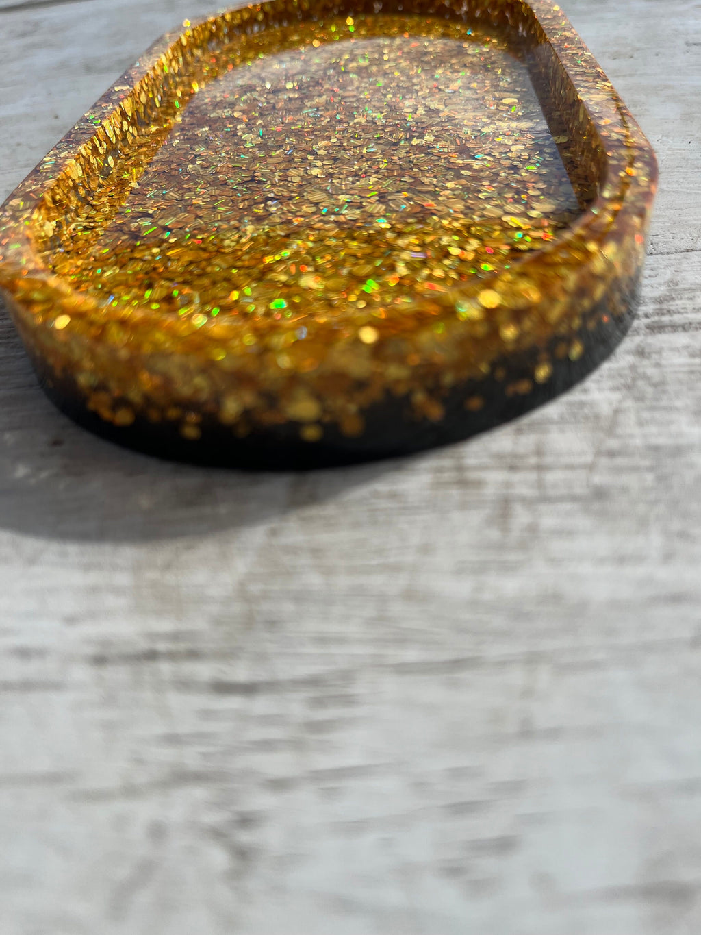 Chunky Gold Glitter Resin Tray or Trinket Dish