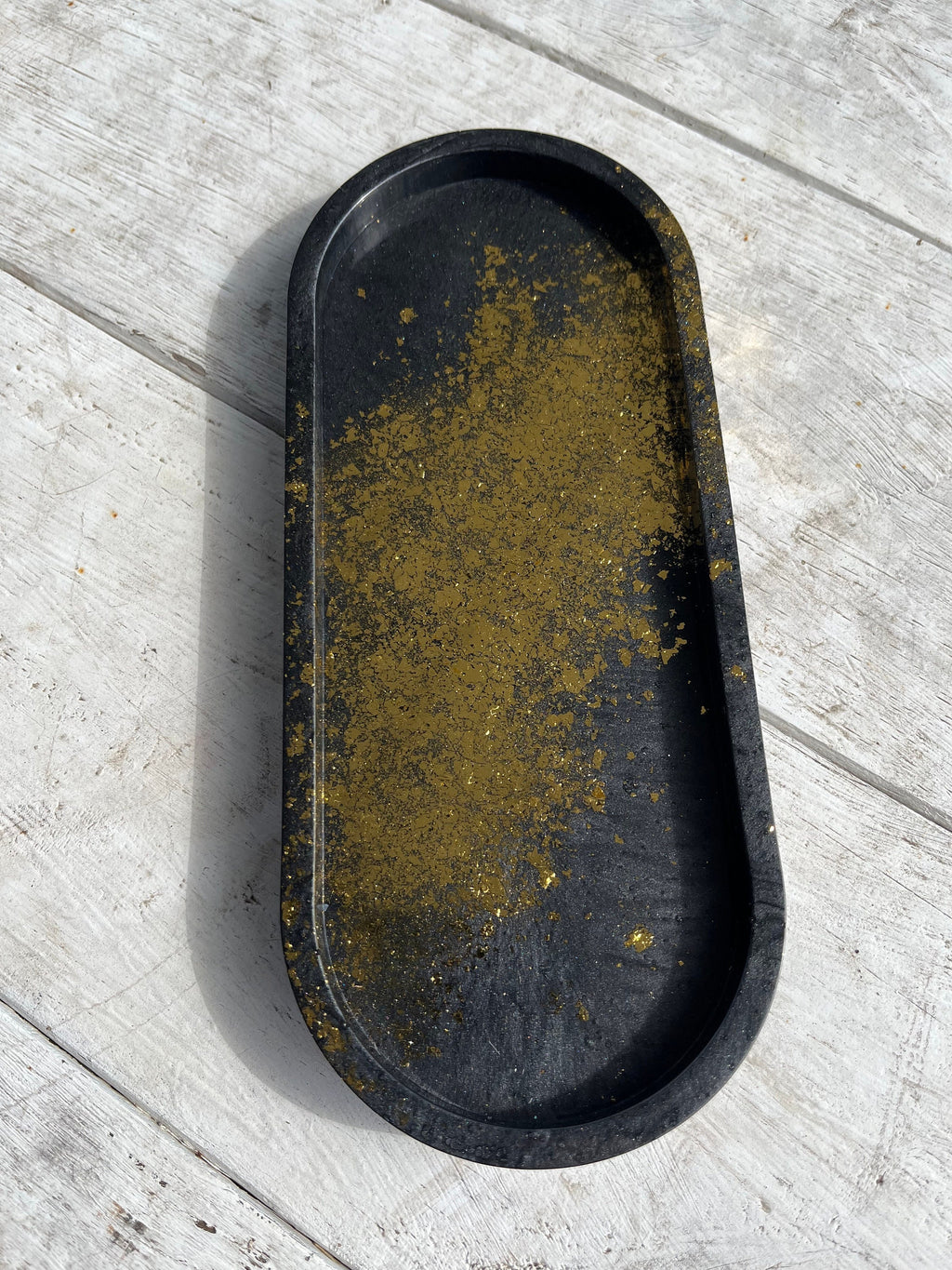 Gold Inlay Resin Tray or Trinket Dish