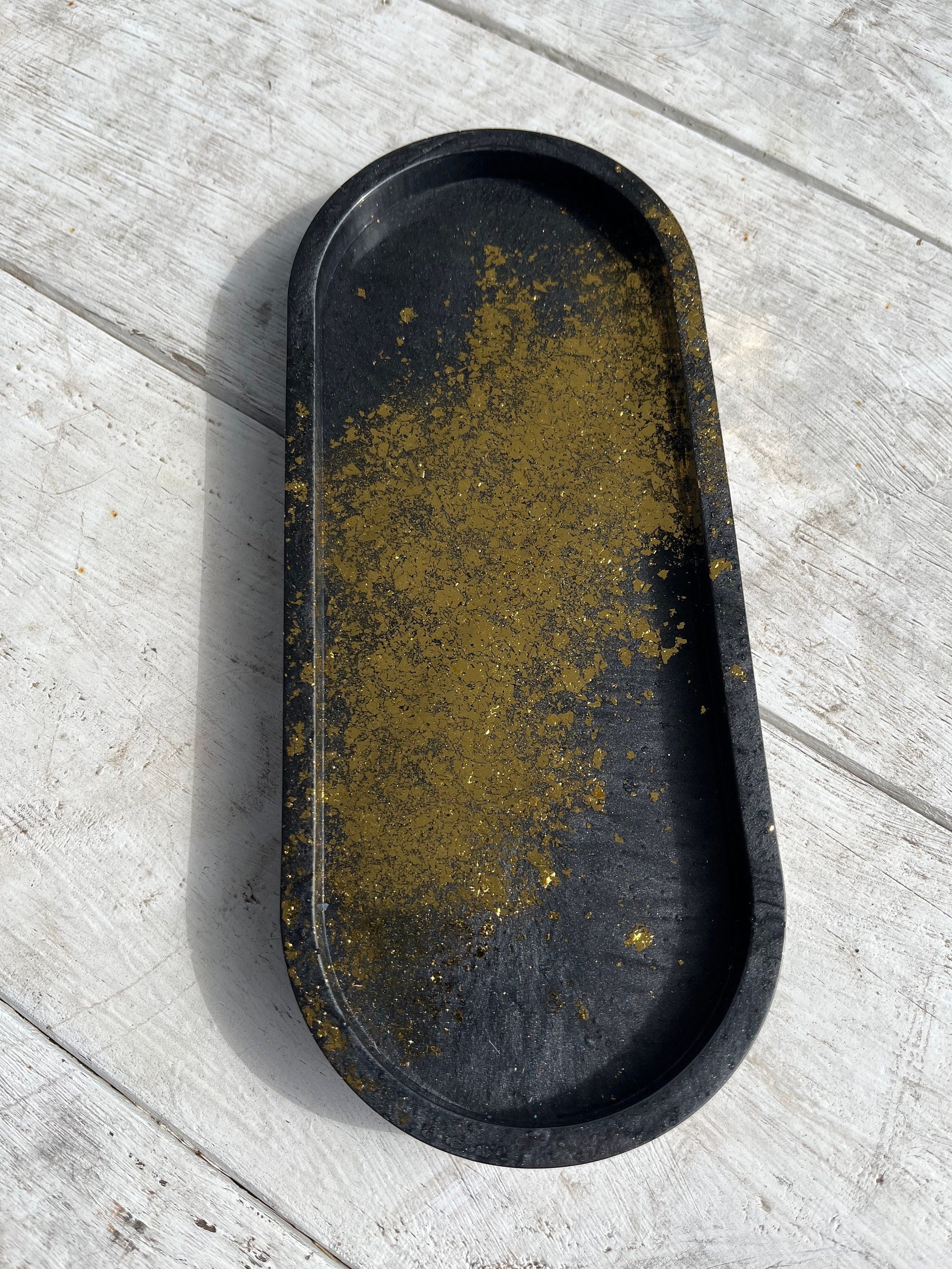 Gold Inlay Resin Tray or Trinket Dish