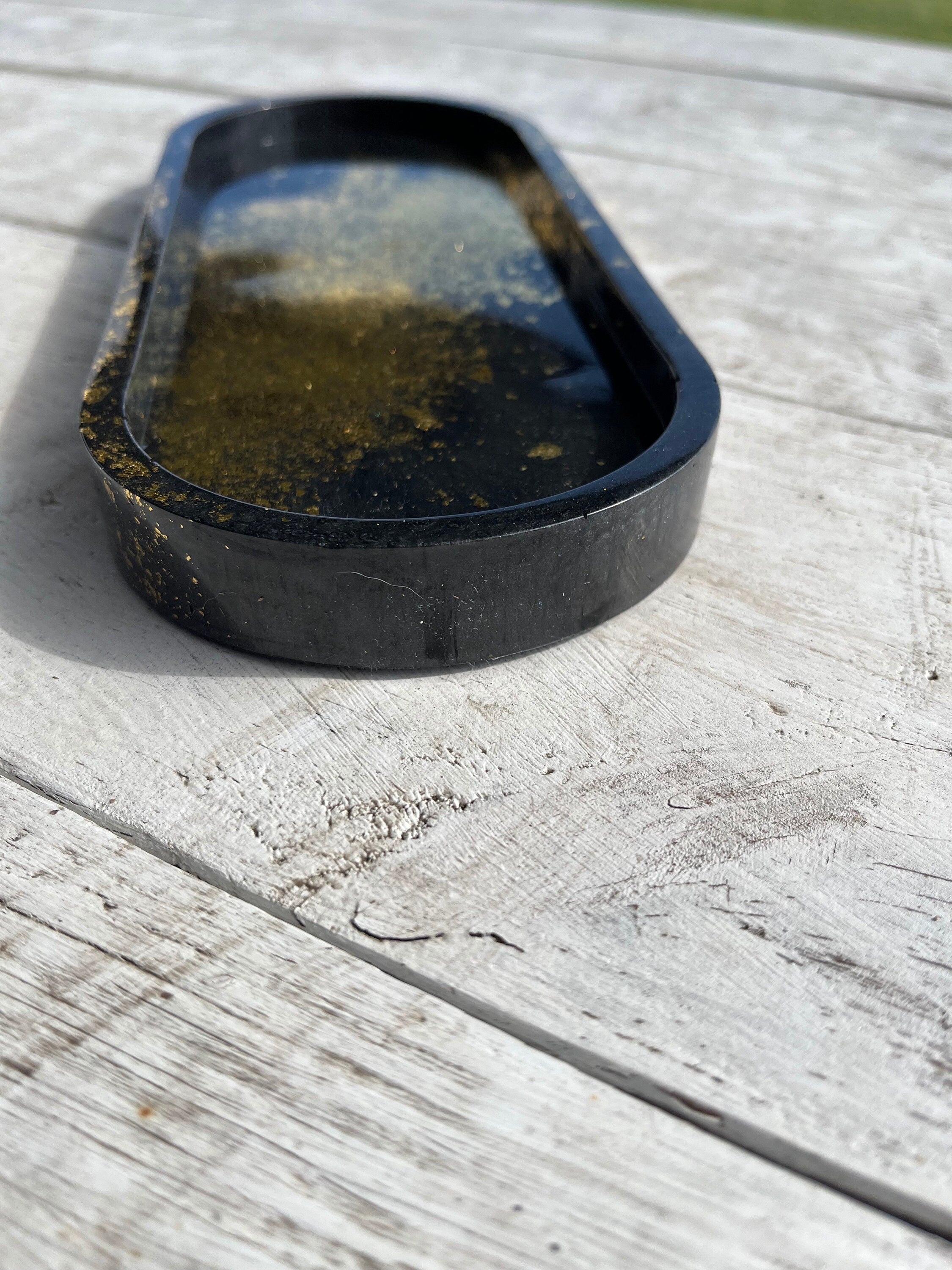 Gold Inlay Resin Tray or Trinket Dish