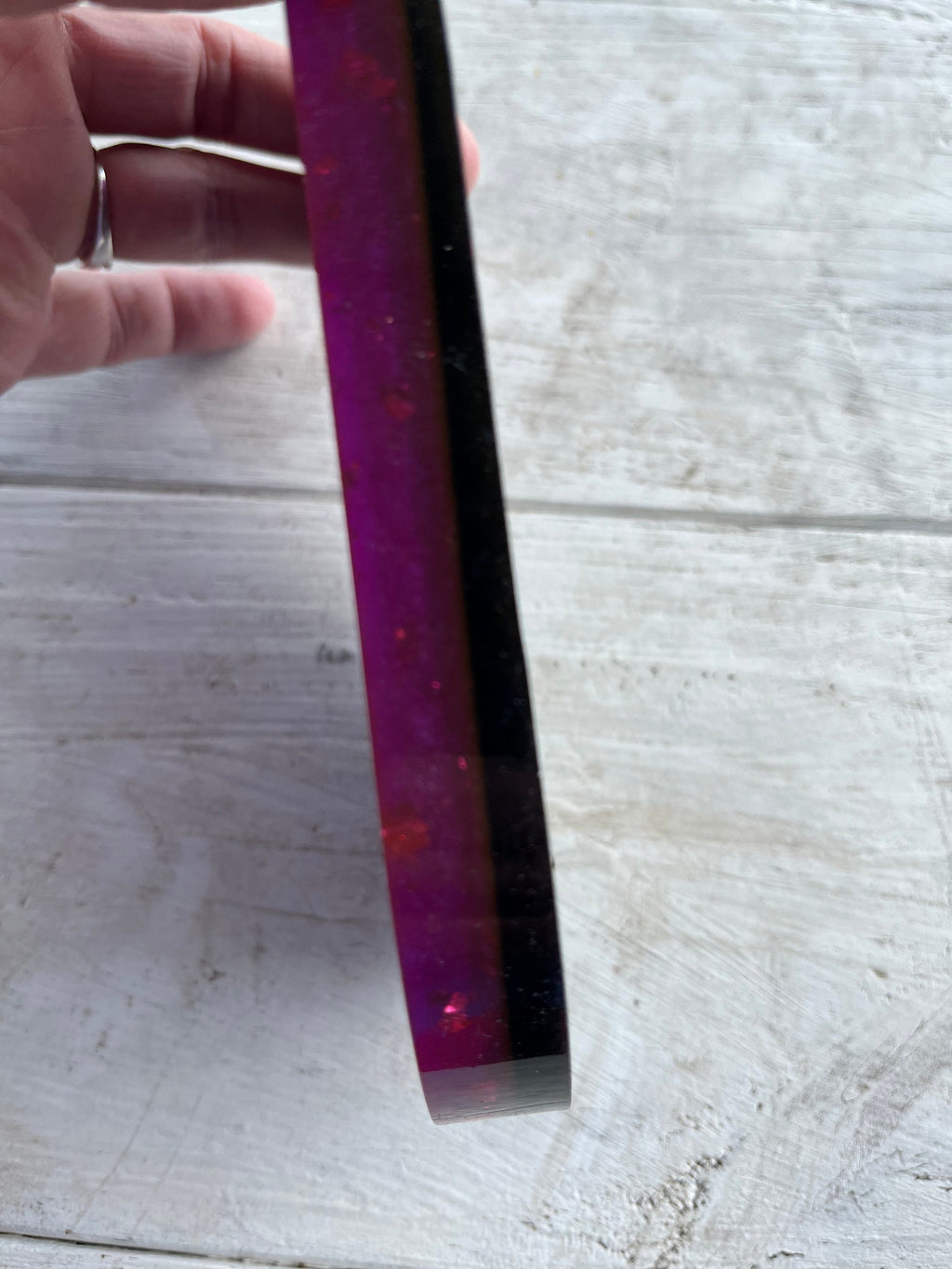 Purple and Black Oval Resin Trinket Tray with some foils and glitter