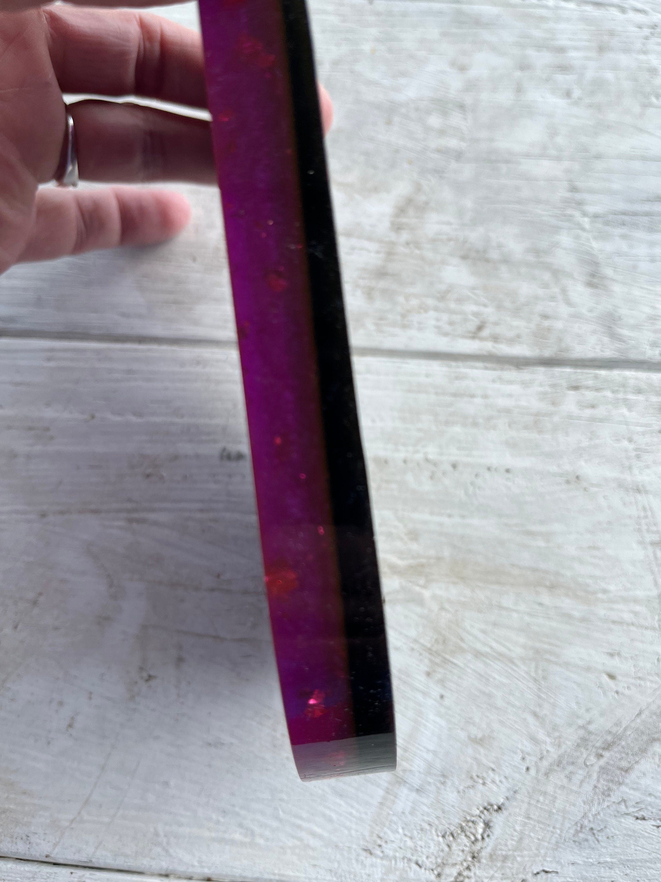 Purple and Black Oval Resin Trinket Tray with some foils and glitter