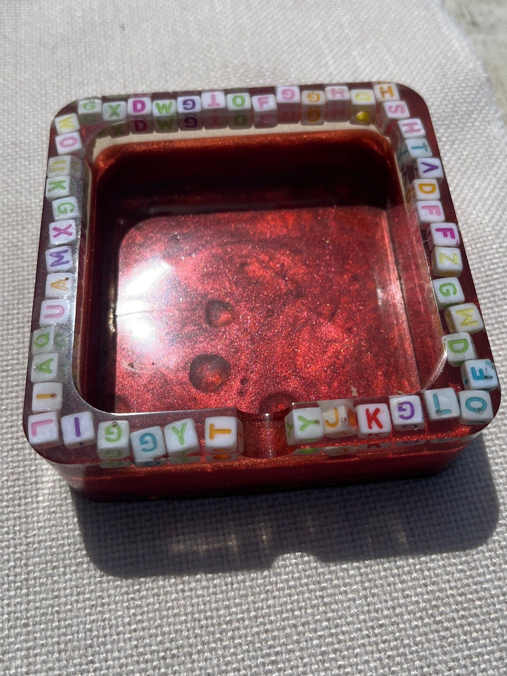 Alphabet Resin Ashtray or Trinket Dish